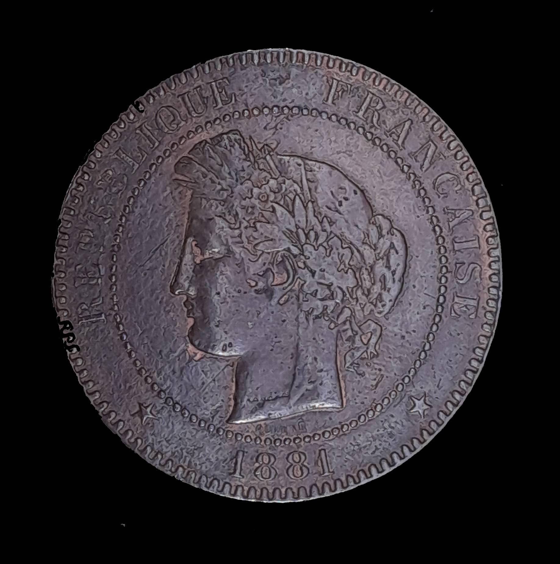 Francia 10 Centimes 1881 Bueno KM 815.1 Infrecuente