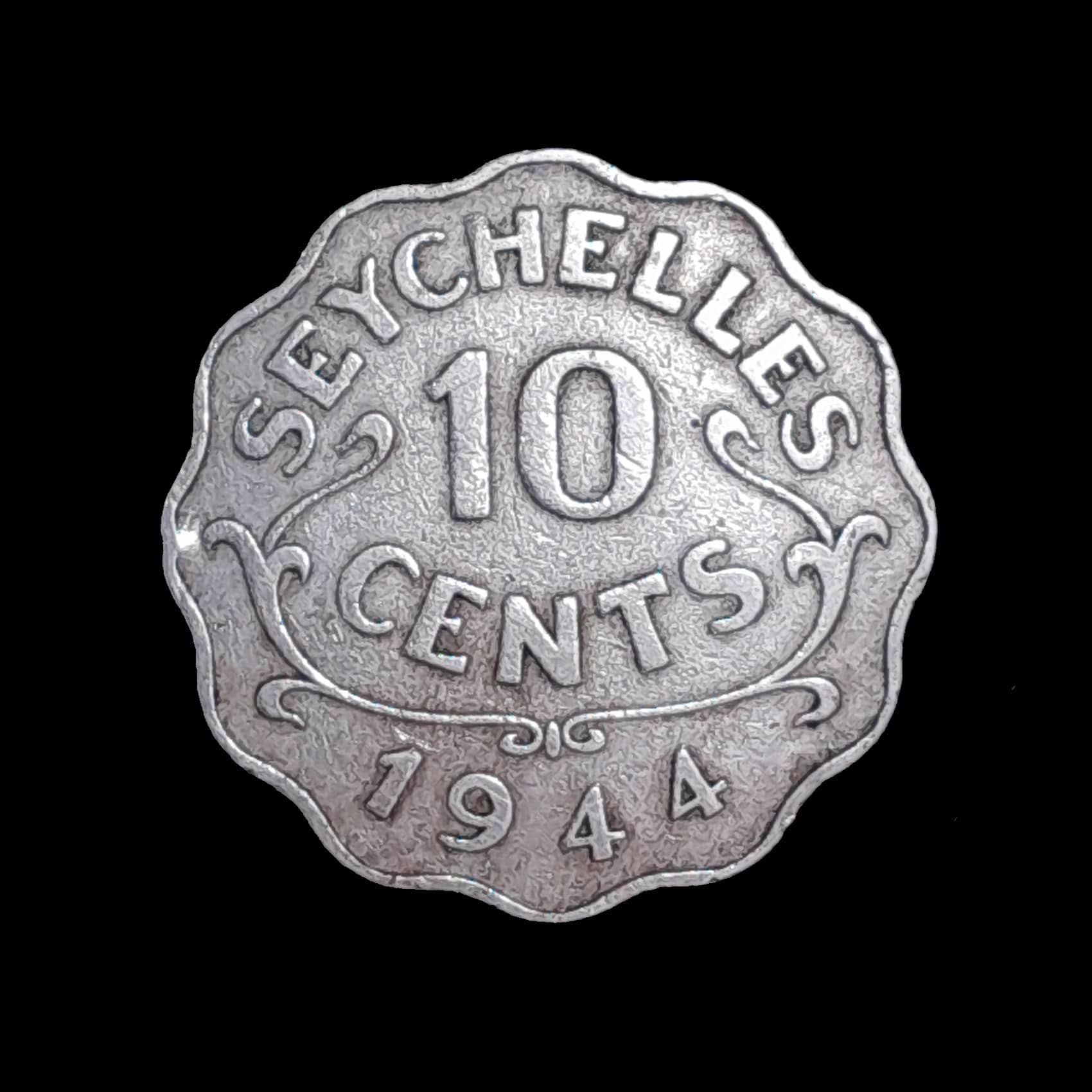 Seychelles 10 Cents 1944 Exc KM 1 Jorge VI Muy Escasa