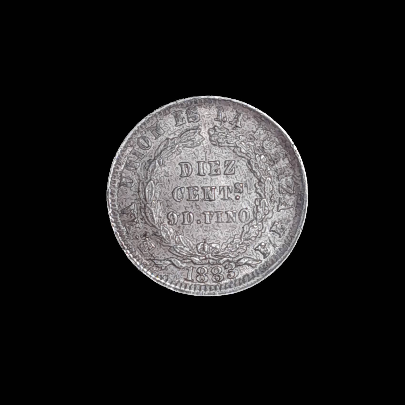 Bolivia 10 Centavos 1883 SC Plata KM 158.2