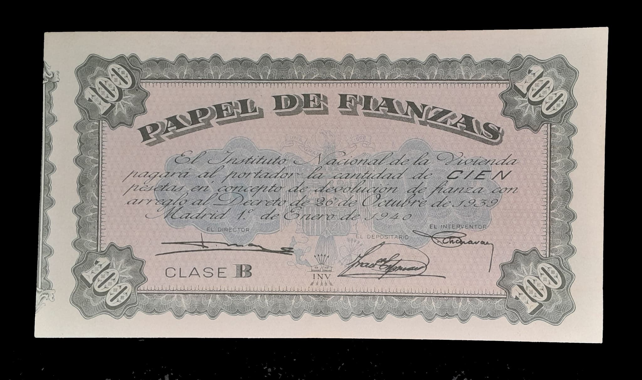 España Bono 100 Ptas. Serie B Inst. Nac de la Vivienda 1940