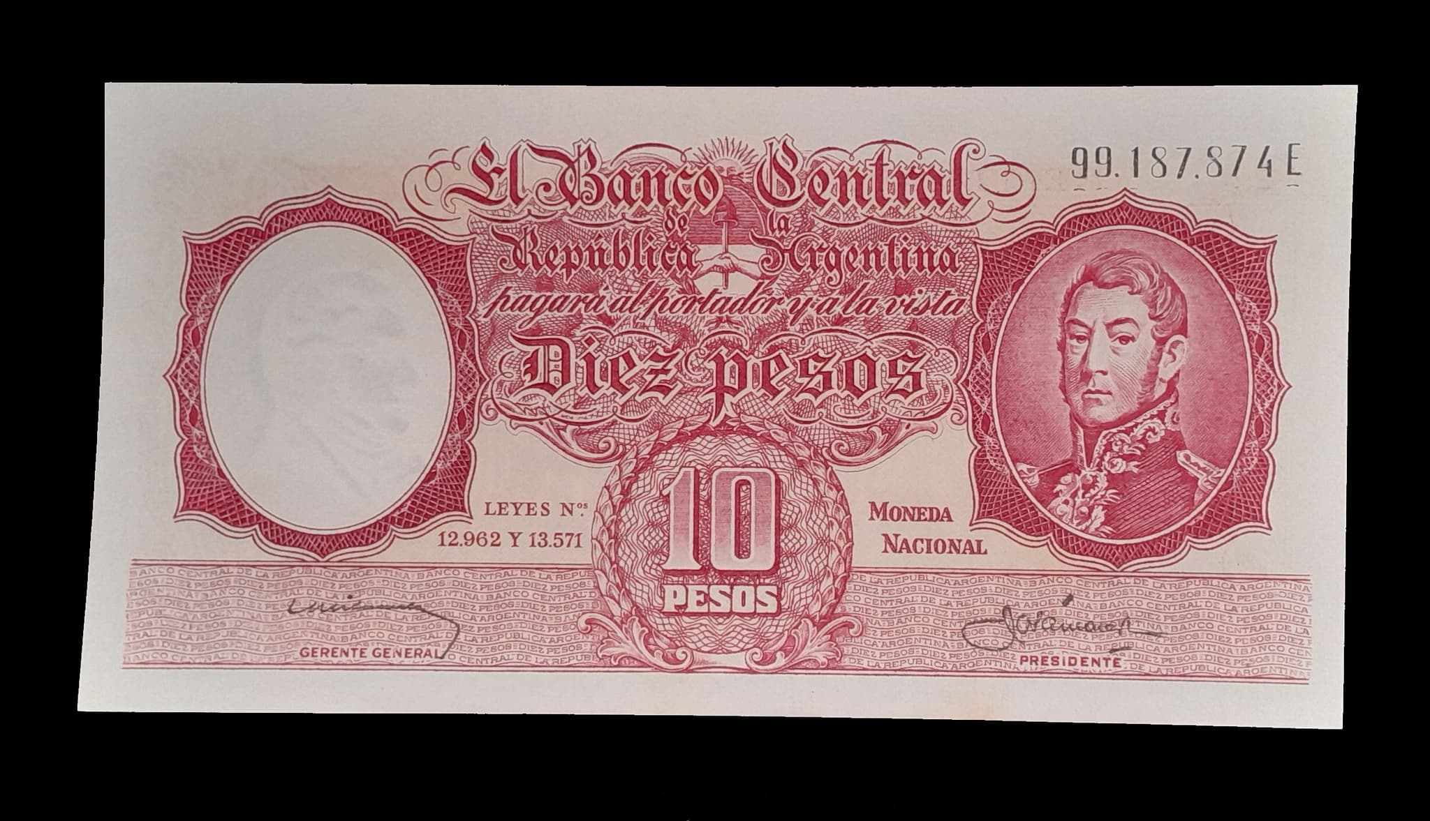 Argentina 10 Pesos Mon. Nac. 1959 Serie E Exc Col. 462c