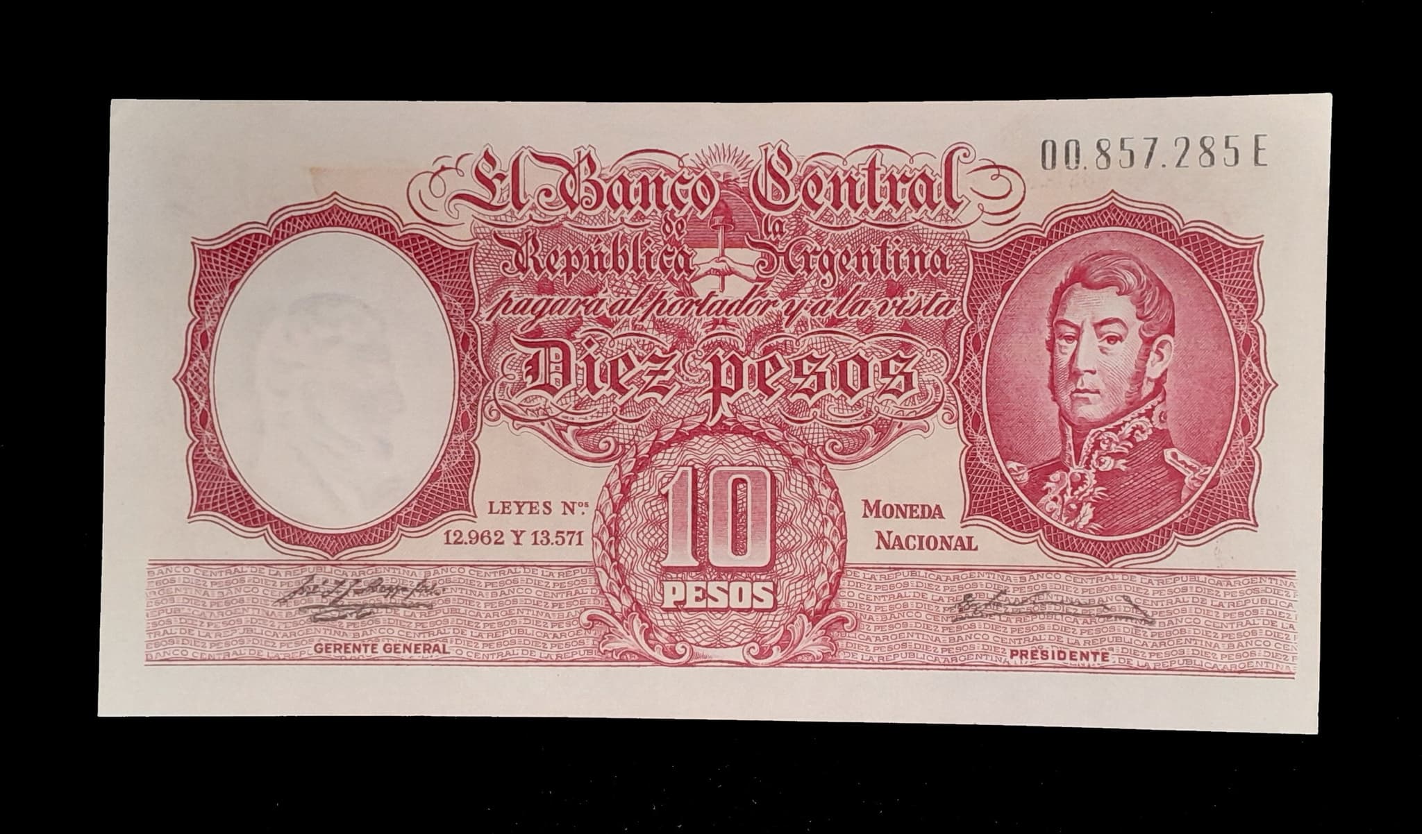 Argentina 10 Pesos Mon. Nac. 1957 Serie E Exc Col. 461c