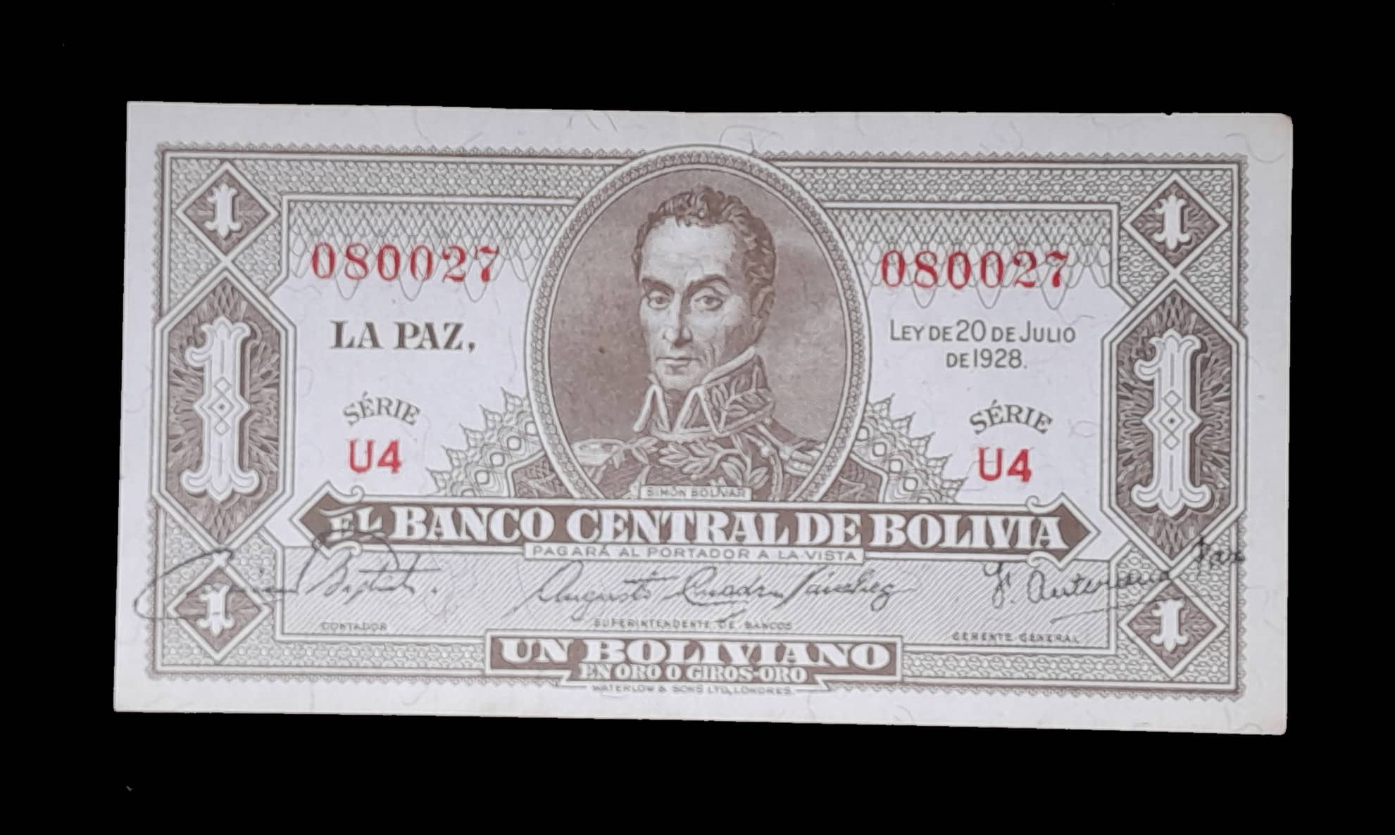 Bolivia Billete 1 Boliviano 1928 Excelente Pick 128a