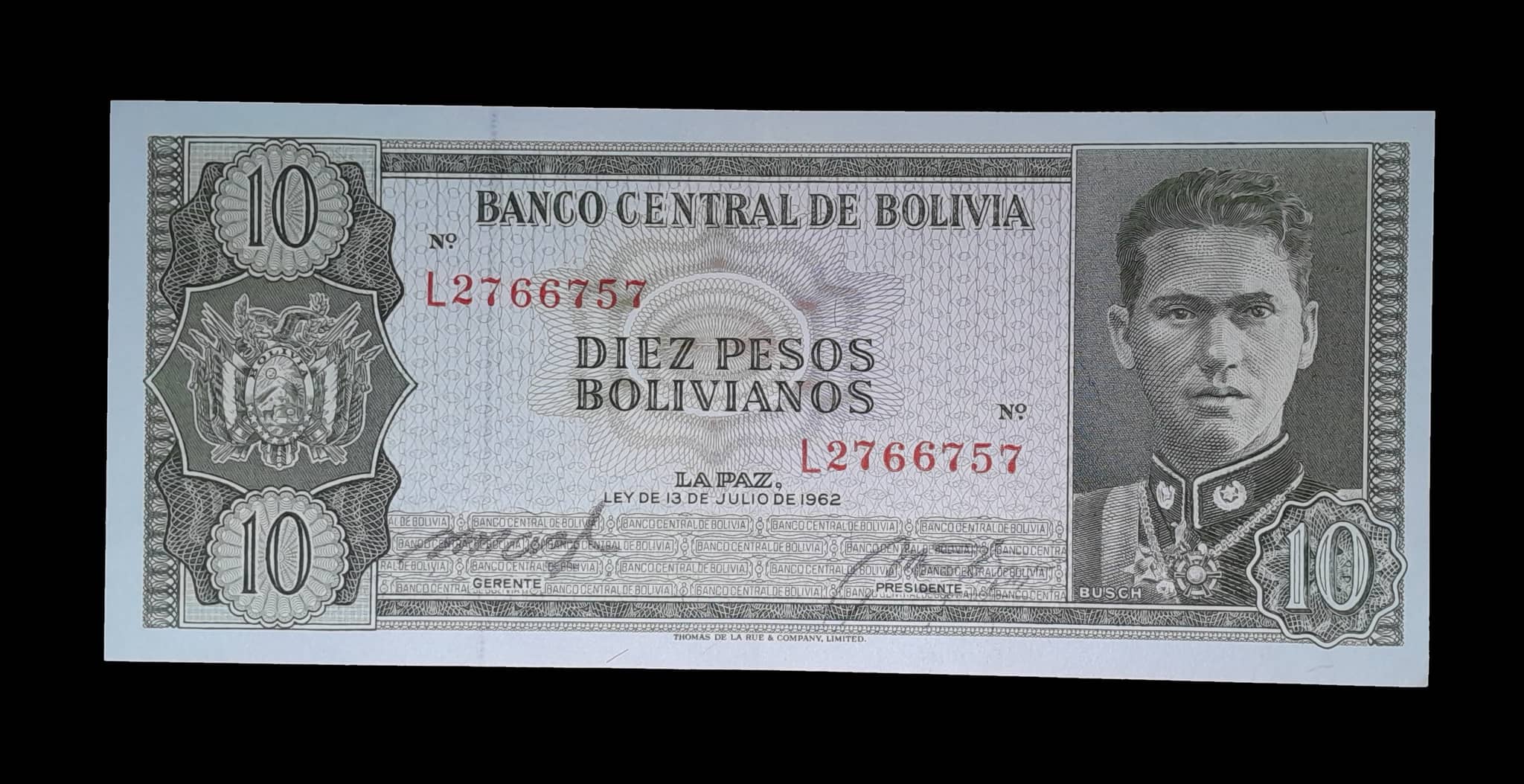 Bolivia 10 Bolivianos 1962 Serie L2 Exc Pick 154a 15