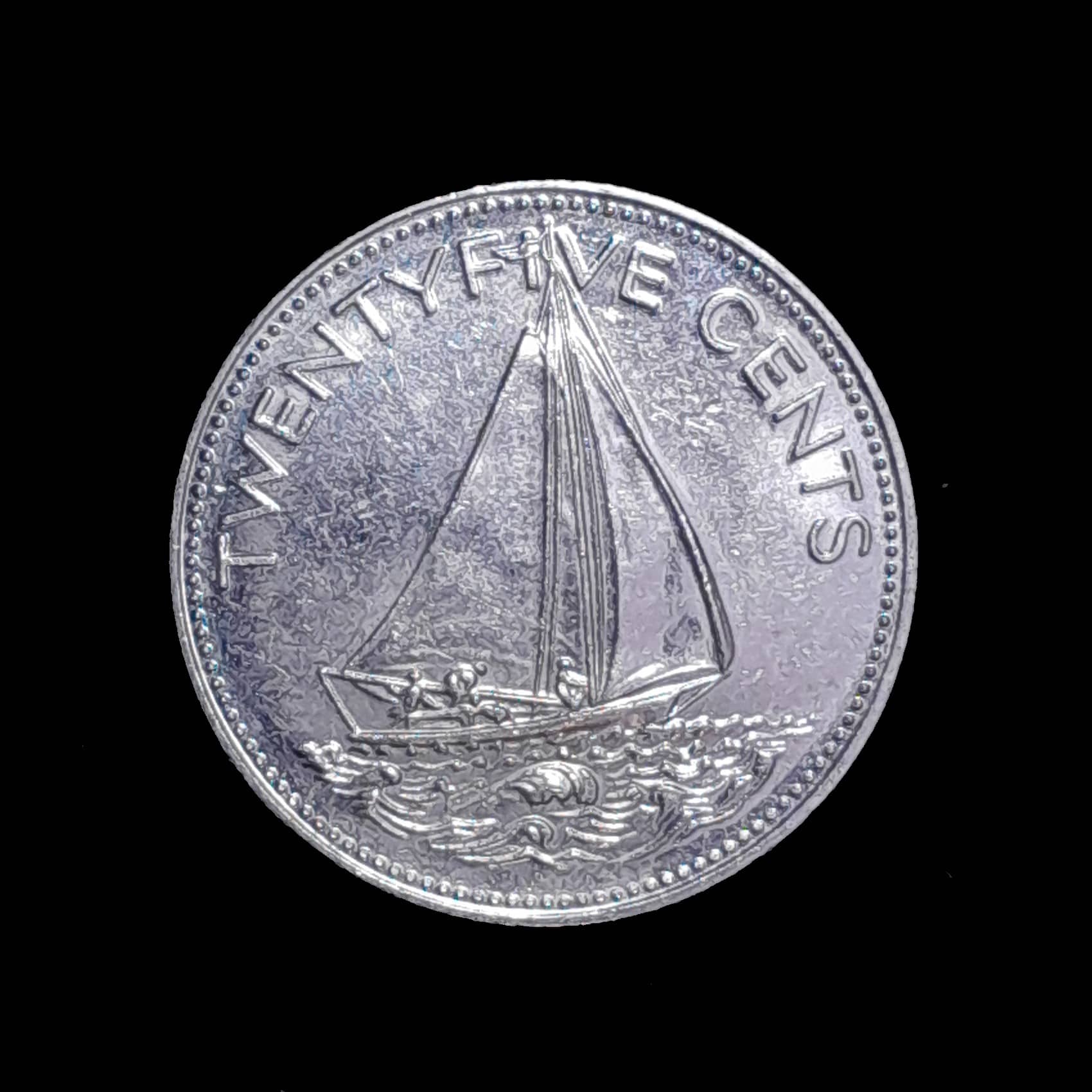 Bahamas 25 Cents 1985 Sin Circular KM 63.1 Velero