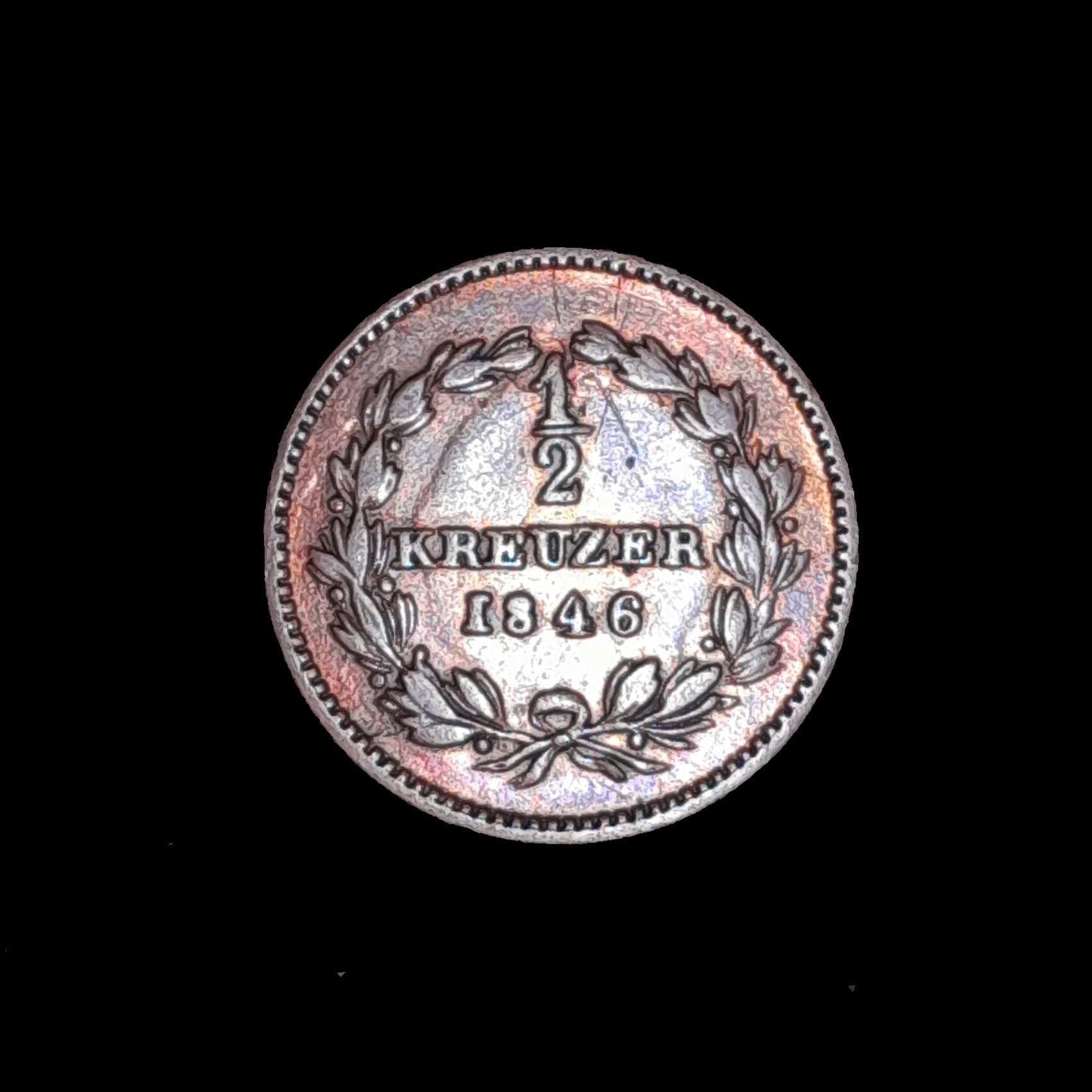 Alemania Baden 1/2 Kreuzer 1846 Bueno KM 213 Escasa