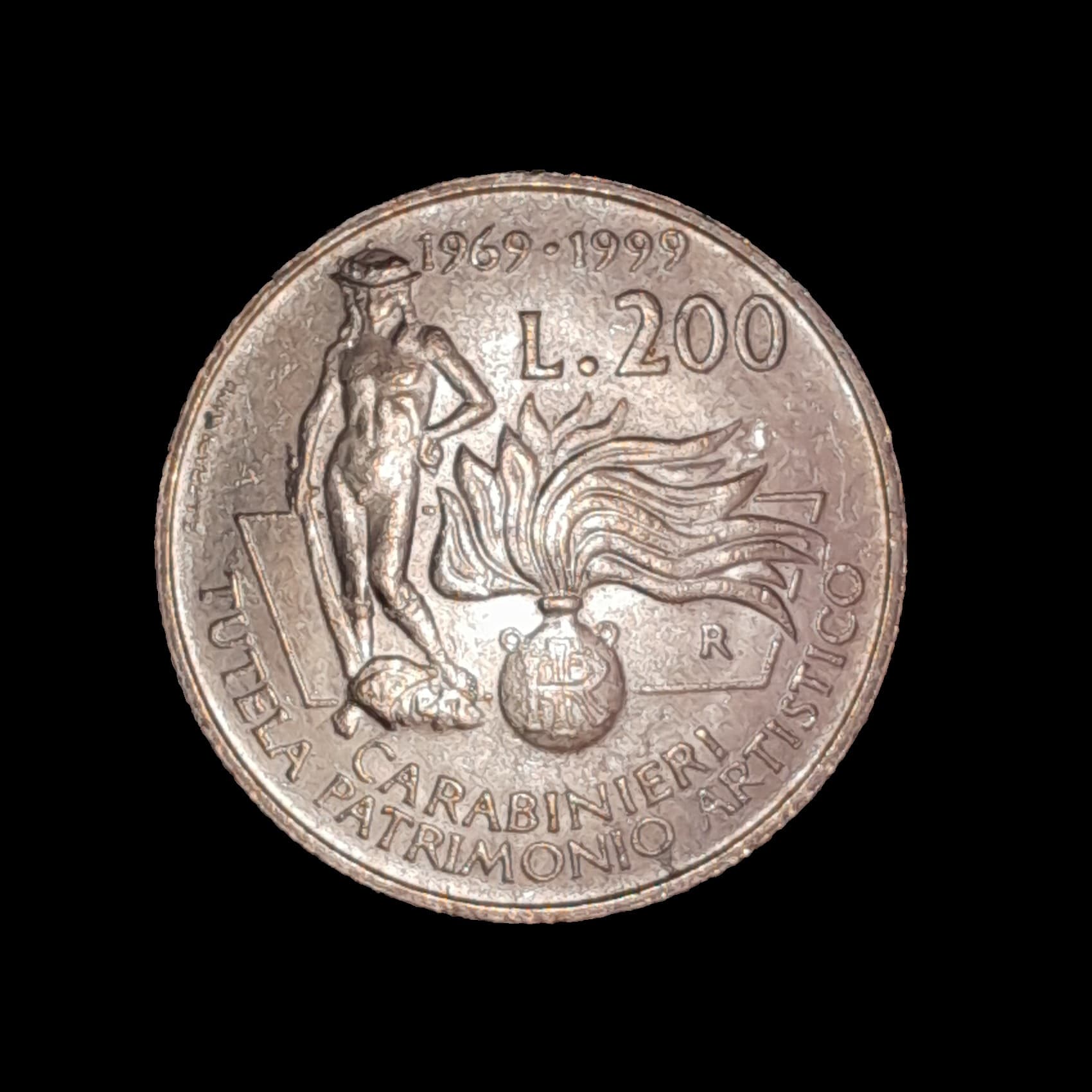 Italia 200 Liras 1999 Sin Circular KM 218 Carabinieri