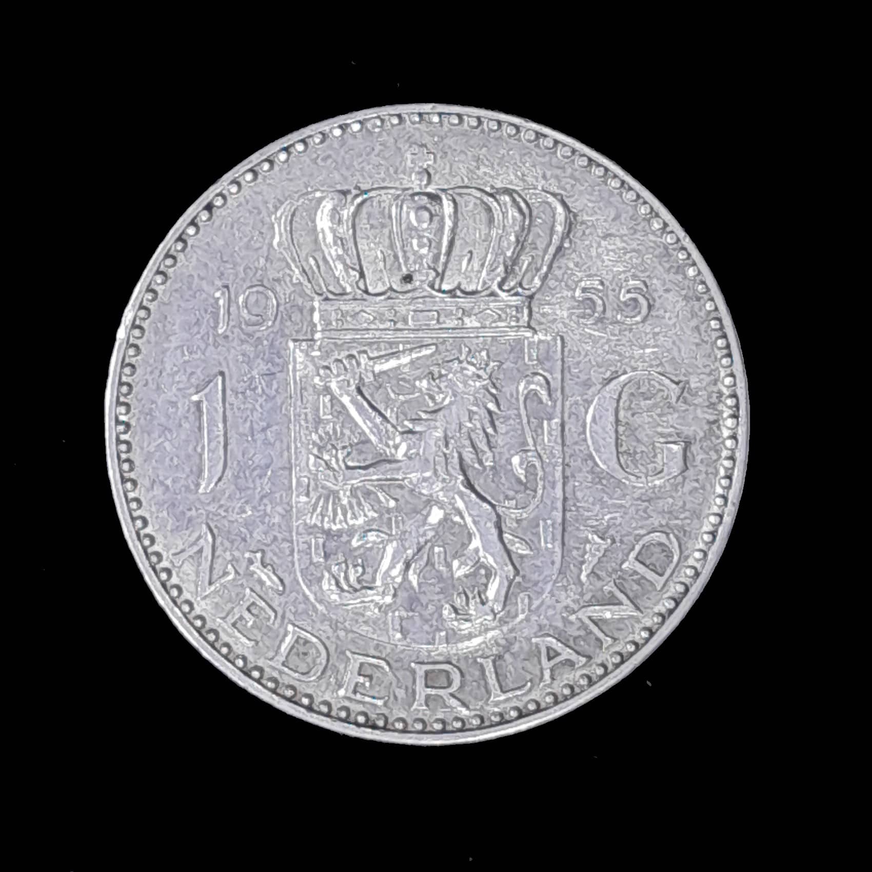 Países Bajos 1 Gulden 1955 Excelente Plata KM 184