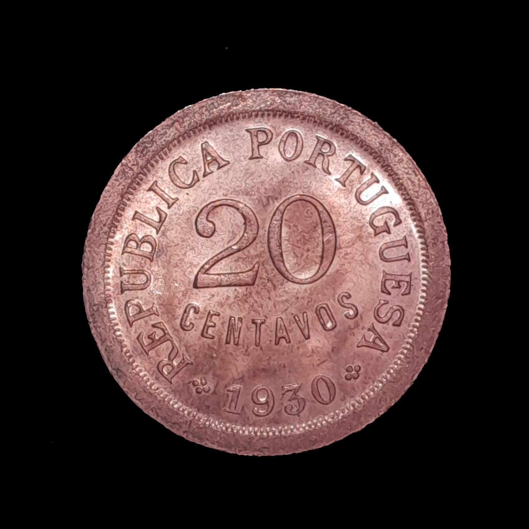Cabo Verde Portugués 20 Centavos 1930 Sin Circular KM 3
