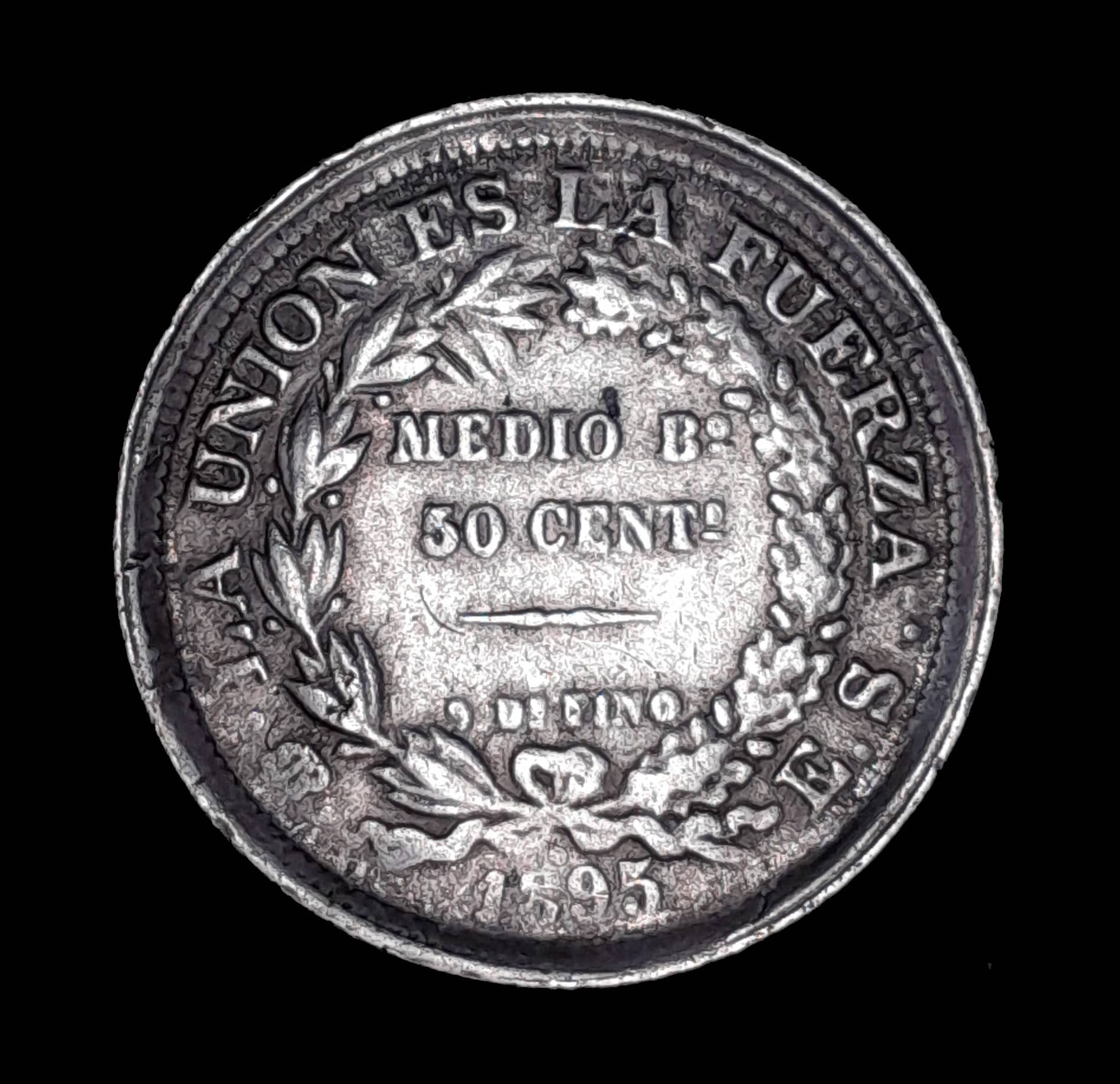 Bolivia 50 Centavos 1895 ES Excelente Plata KM 161.5