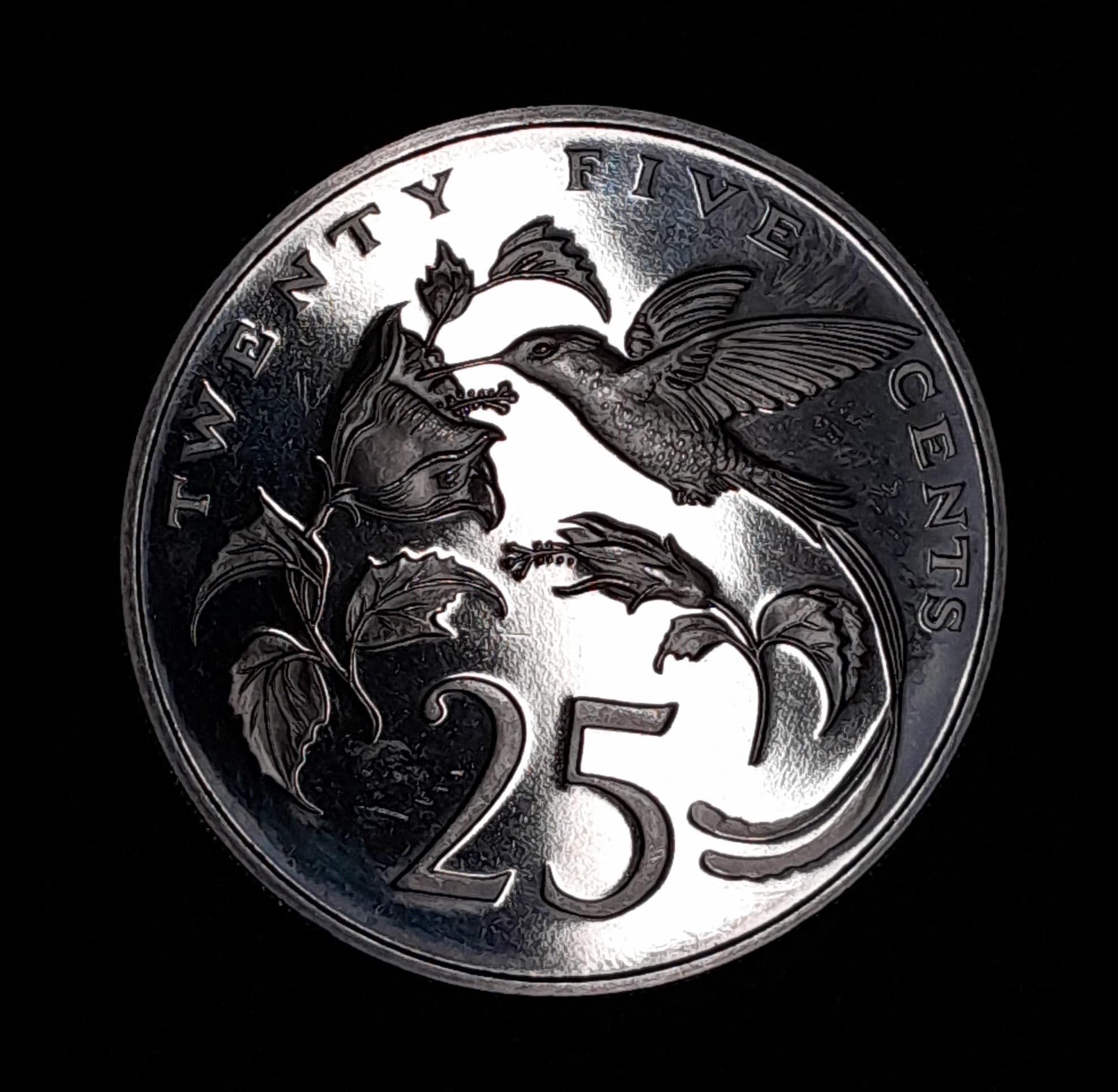 Jamaica 25 Cents 1971 SC Proof KM 56 Colibrí