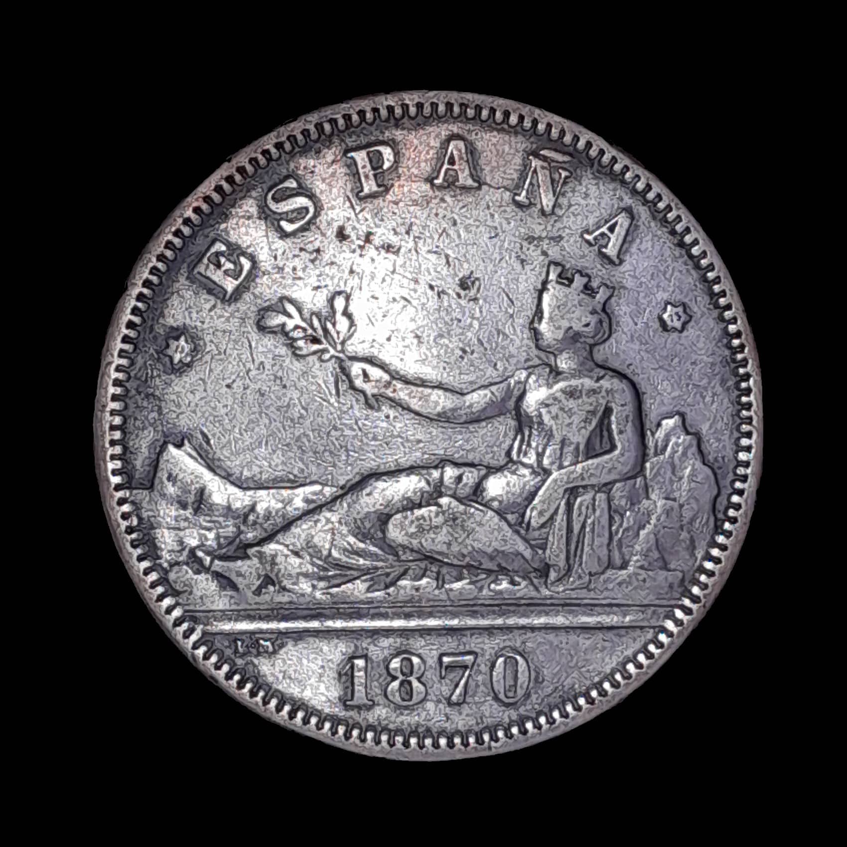 España 2 Pesetas 1970 (73) DEM MB Plata KM 653