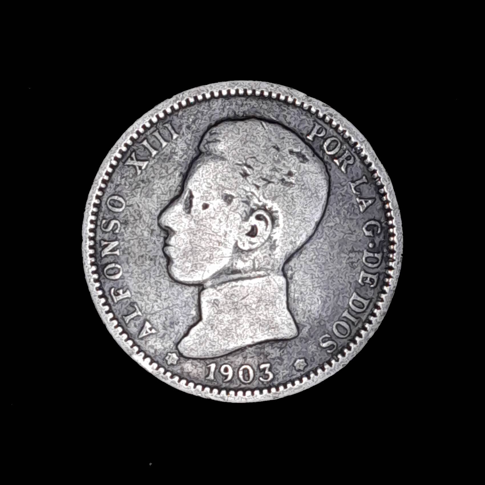 España 1 Peseta 1903 Bueno Plata KM 721 Alfonso XIII