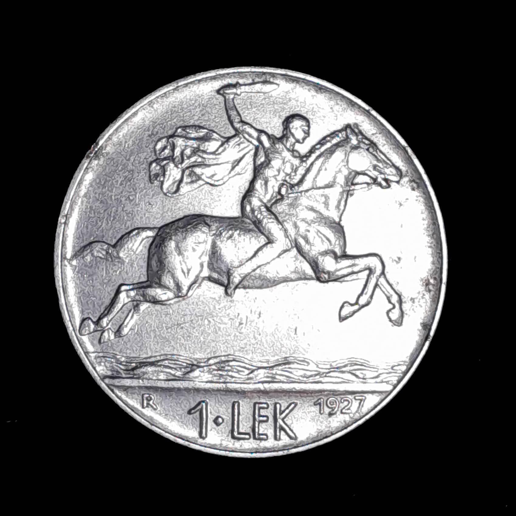 Albania 1 Lek 1927 Excelente KM 5 Alejandro Magno