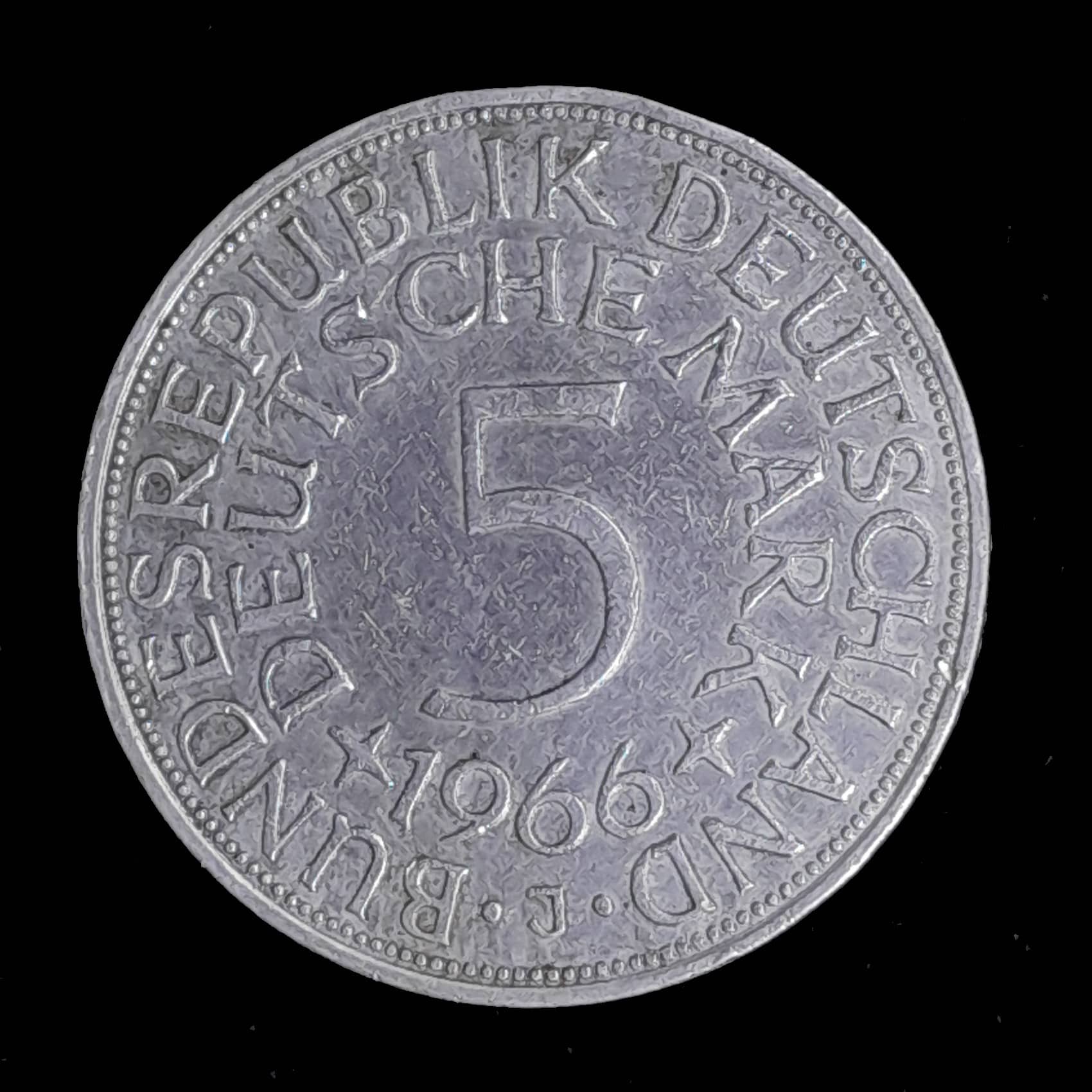 Alemania 5 Marcos 1966 J Excelente KM 112.1 Plata