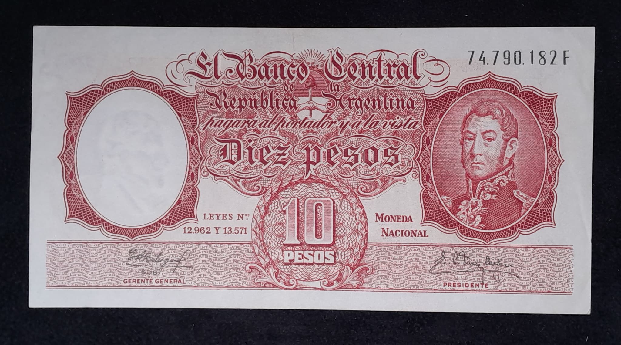 Argentina 10 Pesos Mon. Nac. 1961 Serie F Exc Col. 465c