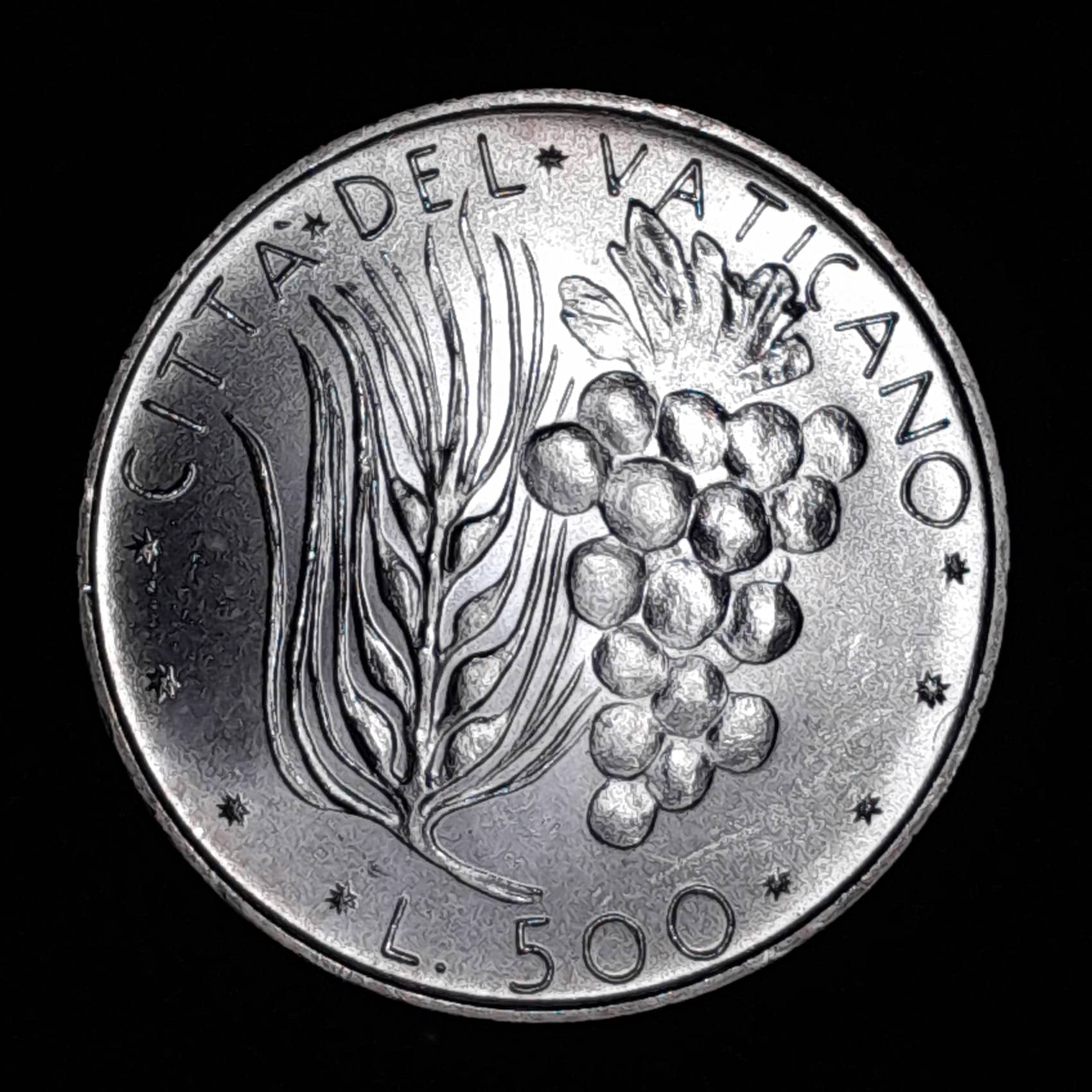 Vaticano 500 Liras 1972 SC Plata KM 123 Vid y Trigo