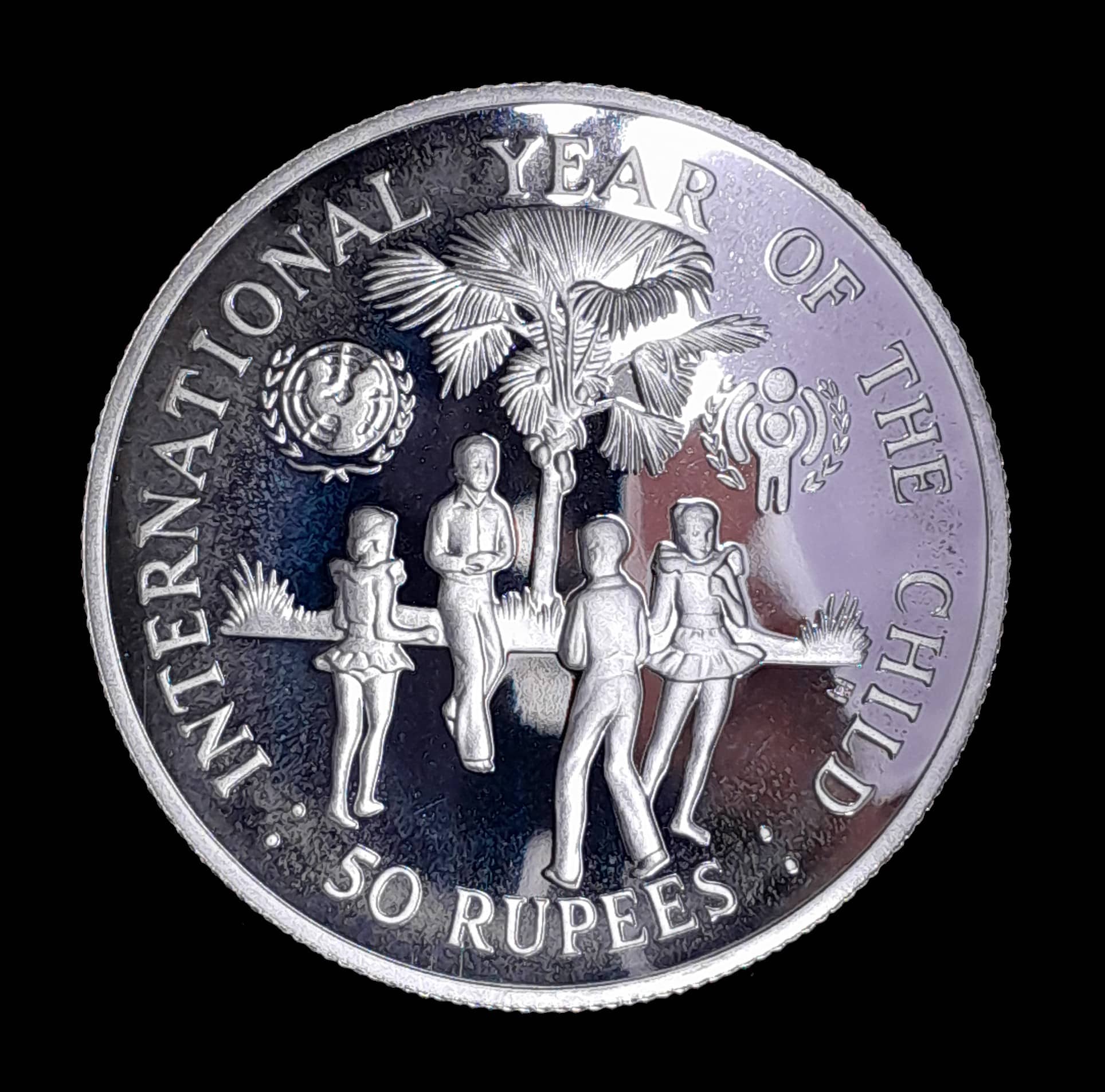 Seychelles 50 Rupias 1980 SC Plata KM 42 Año del Niño