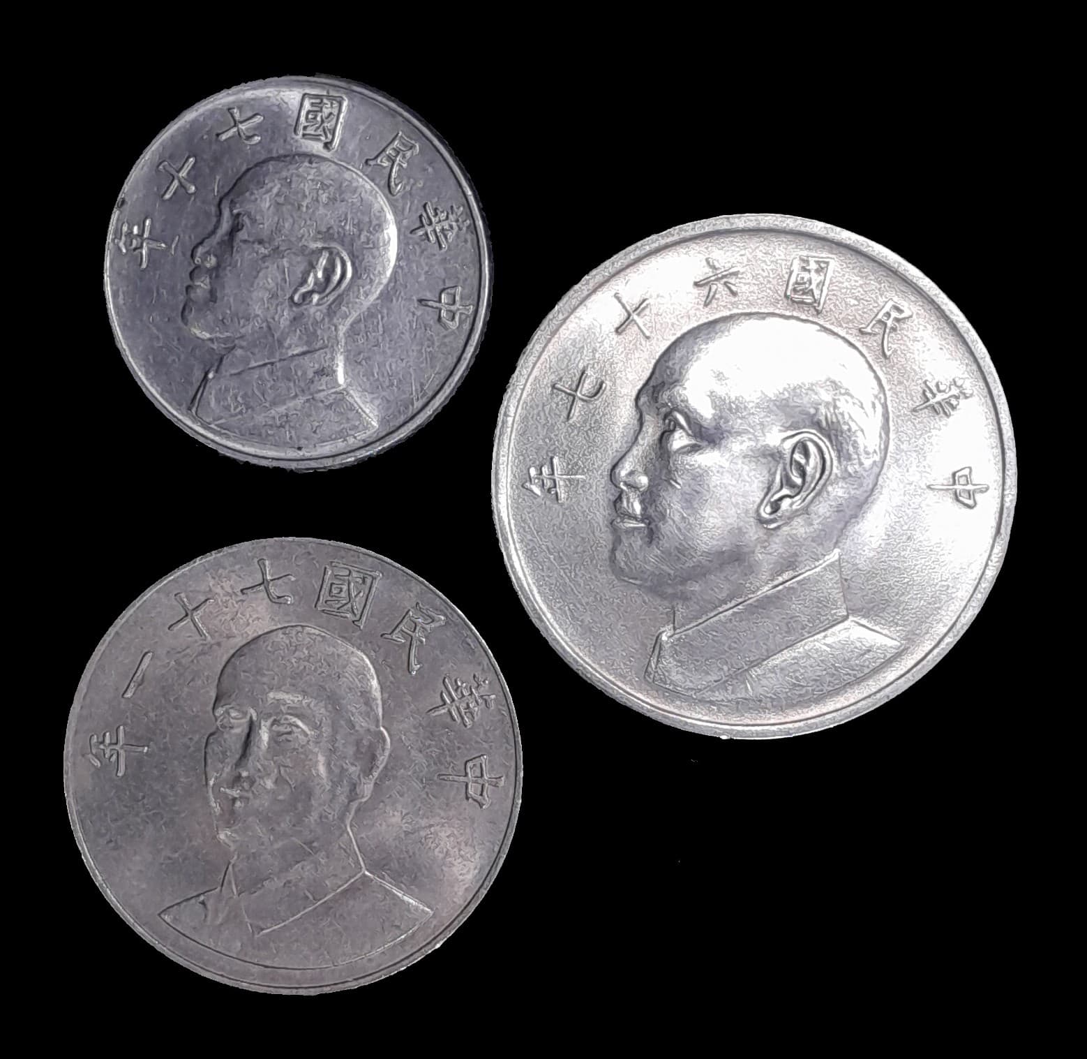 China Taiwan 5 Dólares 1978, 5 Dólares 1981 y 10 Dólares 198