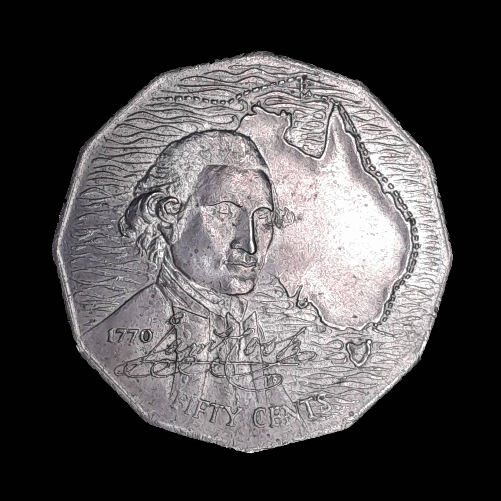 Australia 50 Cents 1970 SC KM 69 200 años Cap. Cook