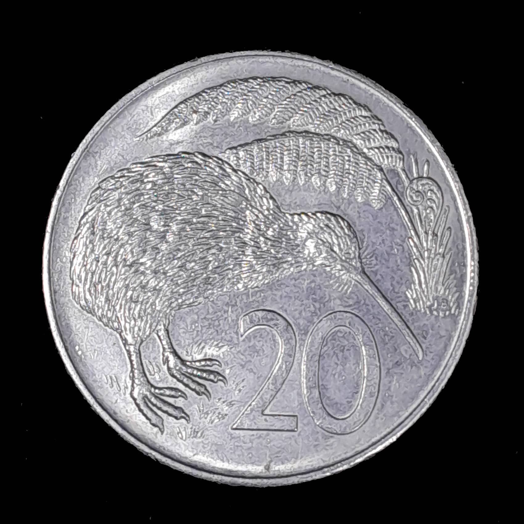 Nueva Zelanda 20 Cents 1982 Exc KM 36.1 Fauna Kiwi