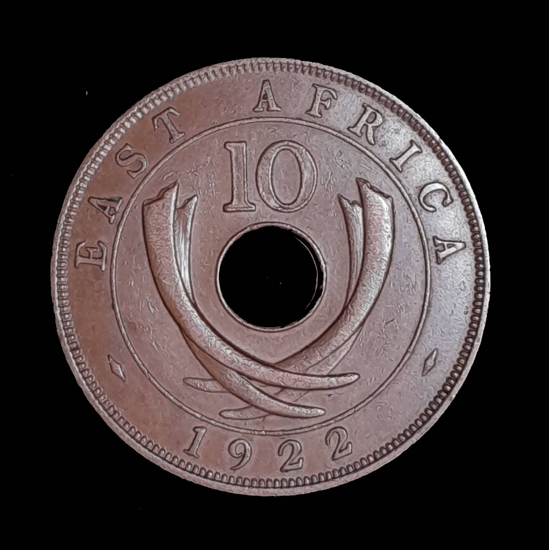África del Este Británica 10 Cents 1922 Exc KM 19 Jorge V