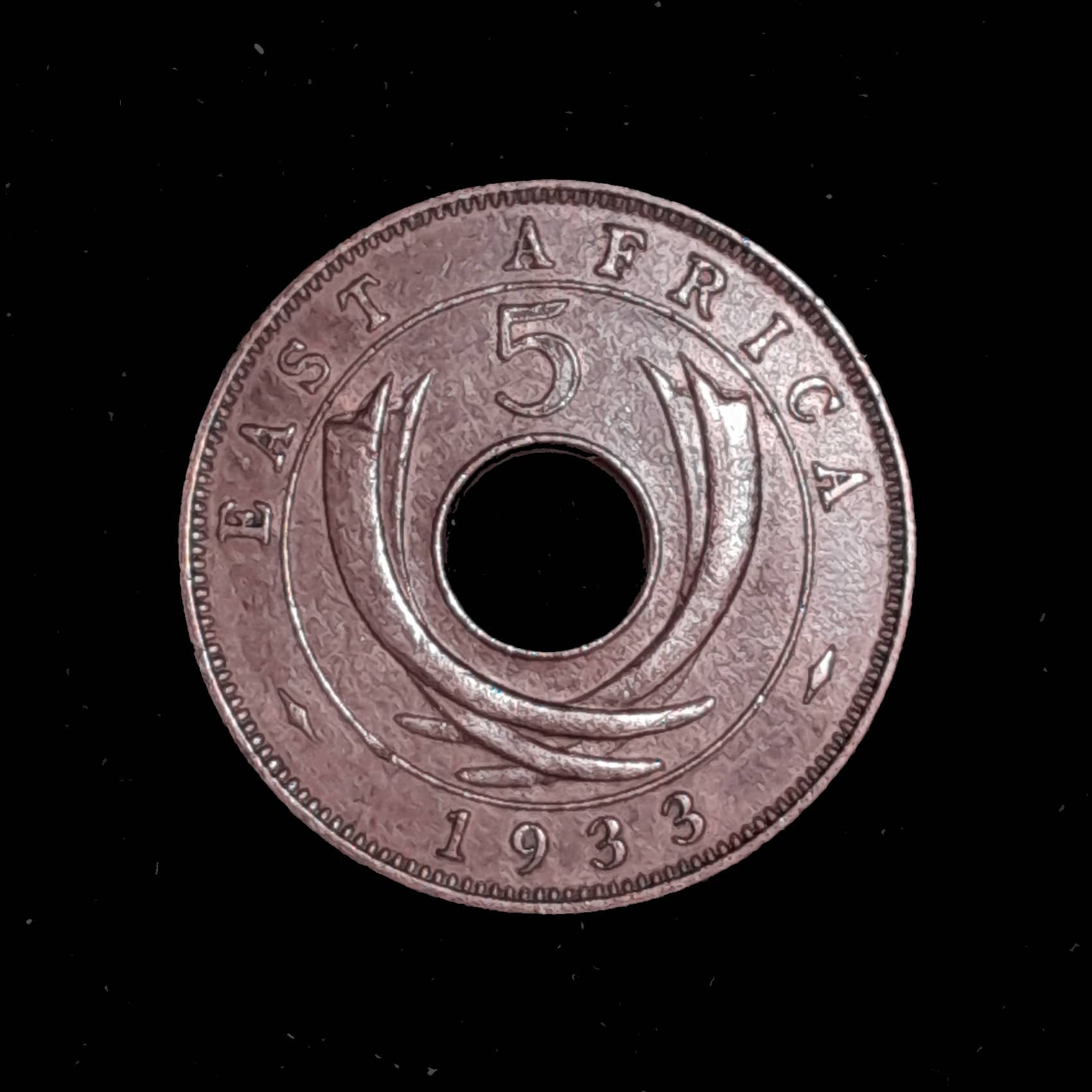 África del Este Británica 5 Cents 1933 Exc KM 18