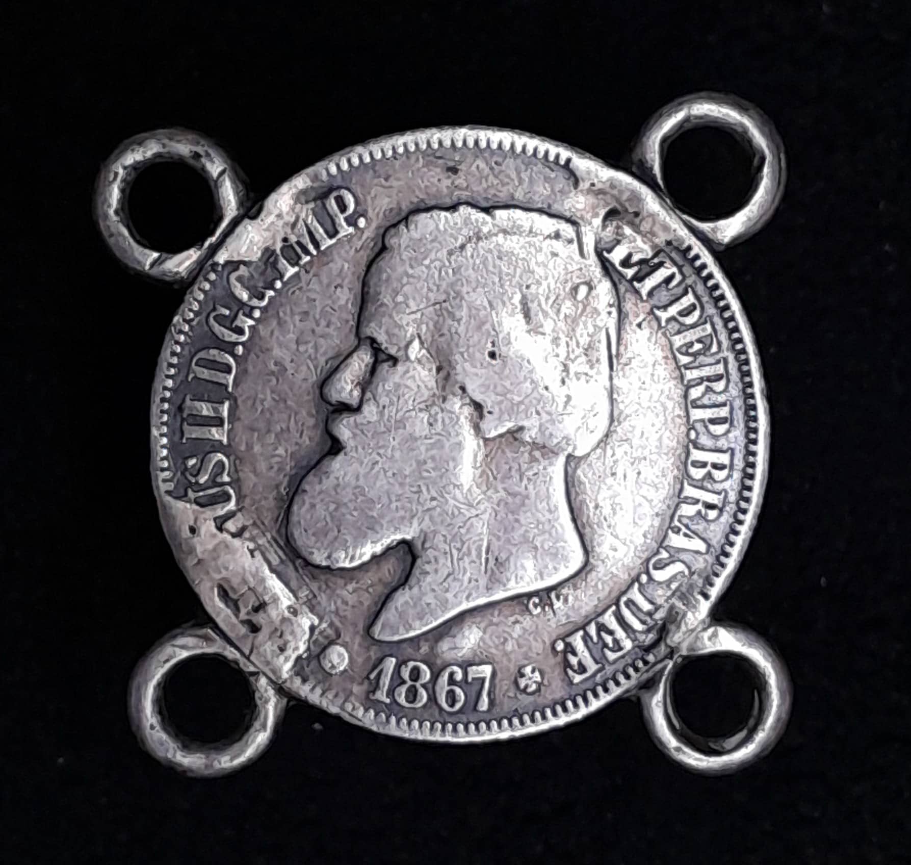 Brasil 500 Reis 1867 Reg Plata KM 472