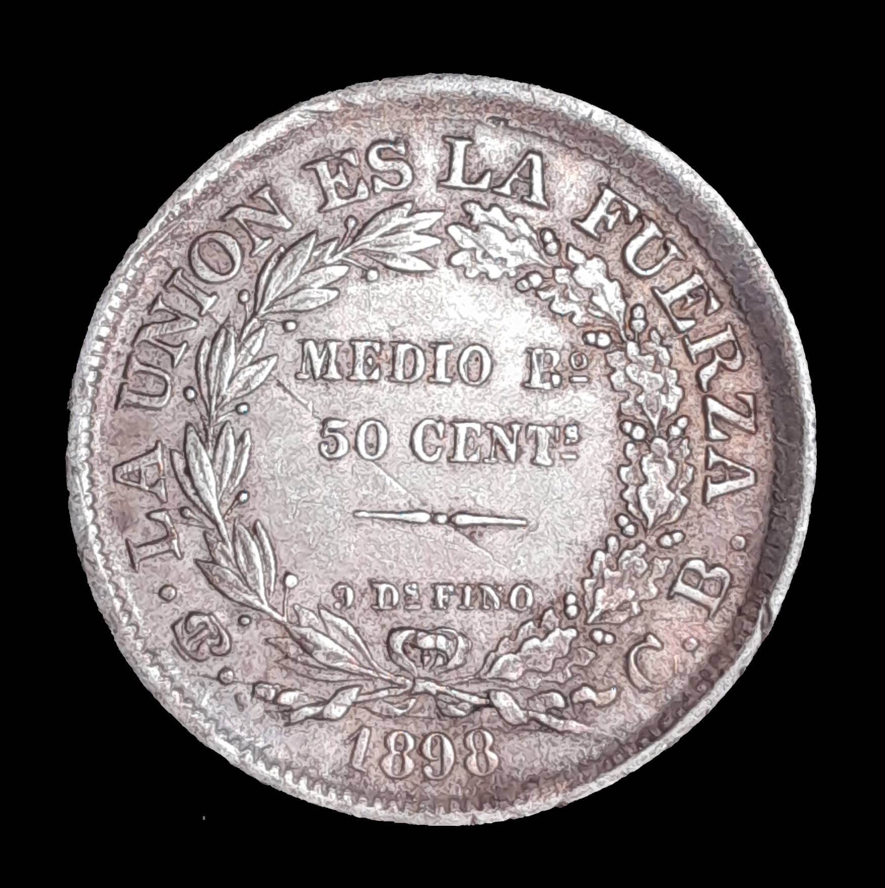 Bolivia 50 Centavos 1898 CB Excelente Plata KM 161