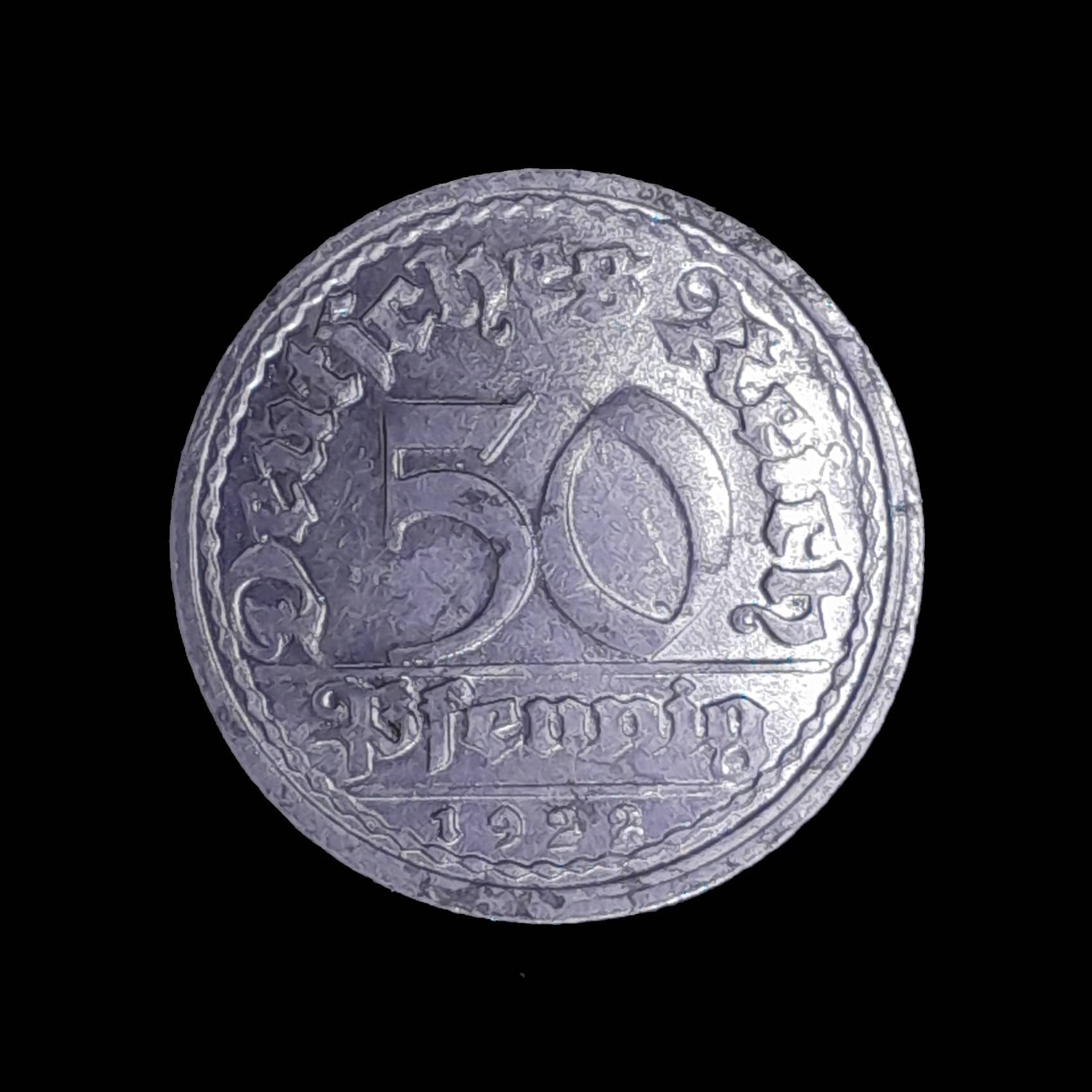 Alemania Weimar 50 Pfennig 1922 G Sin Circular KM 27
