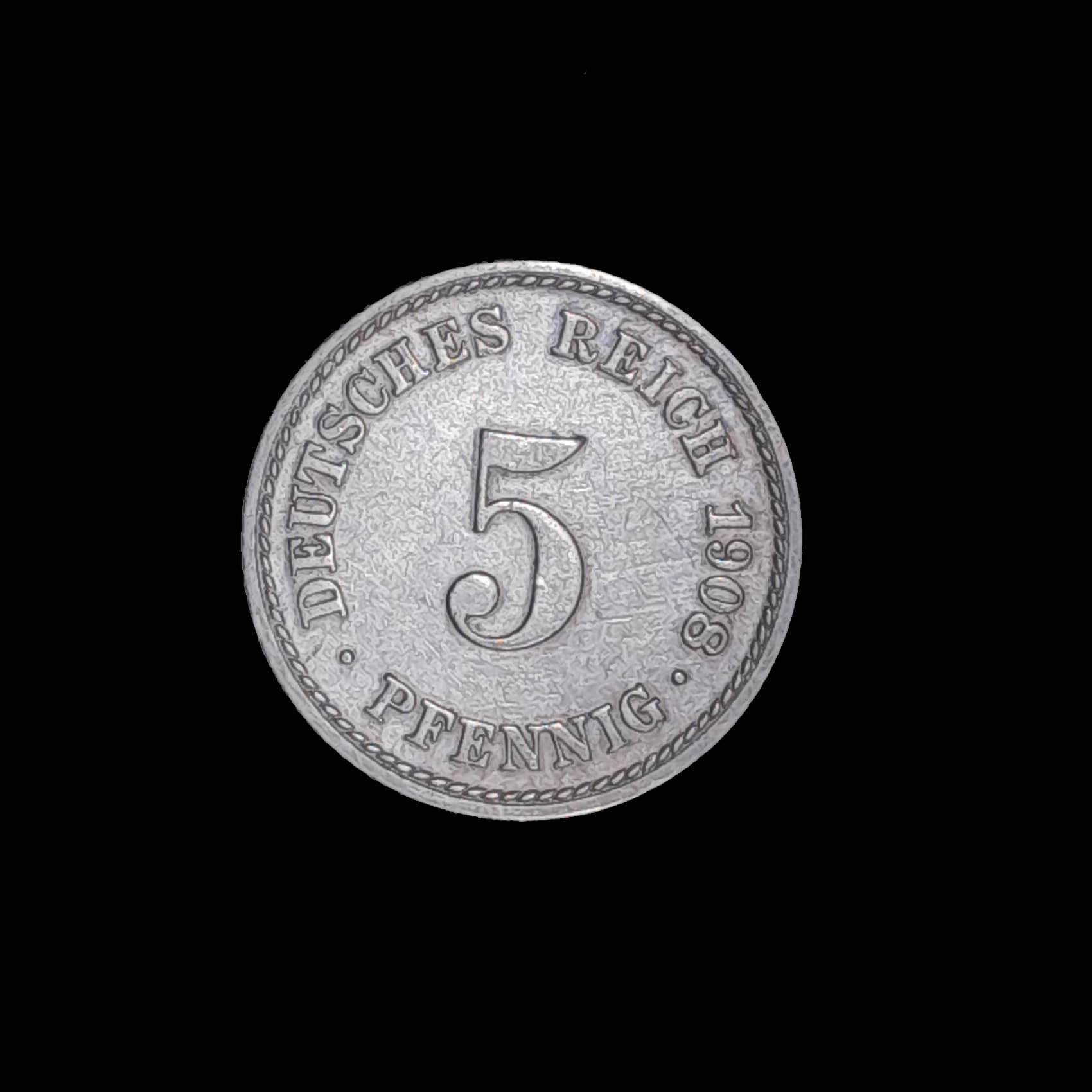 Alemania Imperio 5 Pfennig 1908 F Excelente KM 11