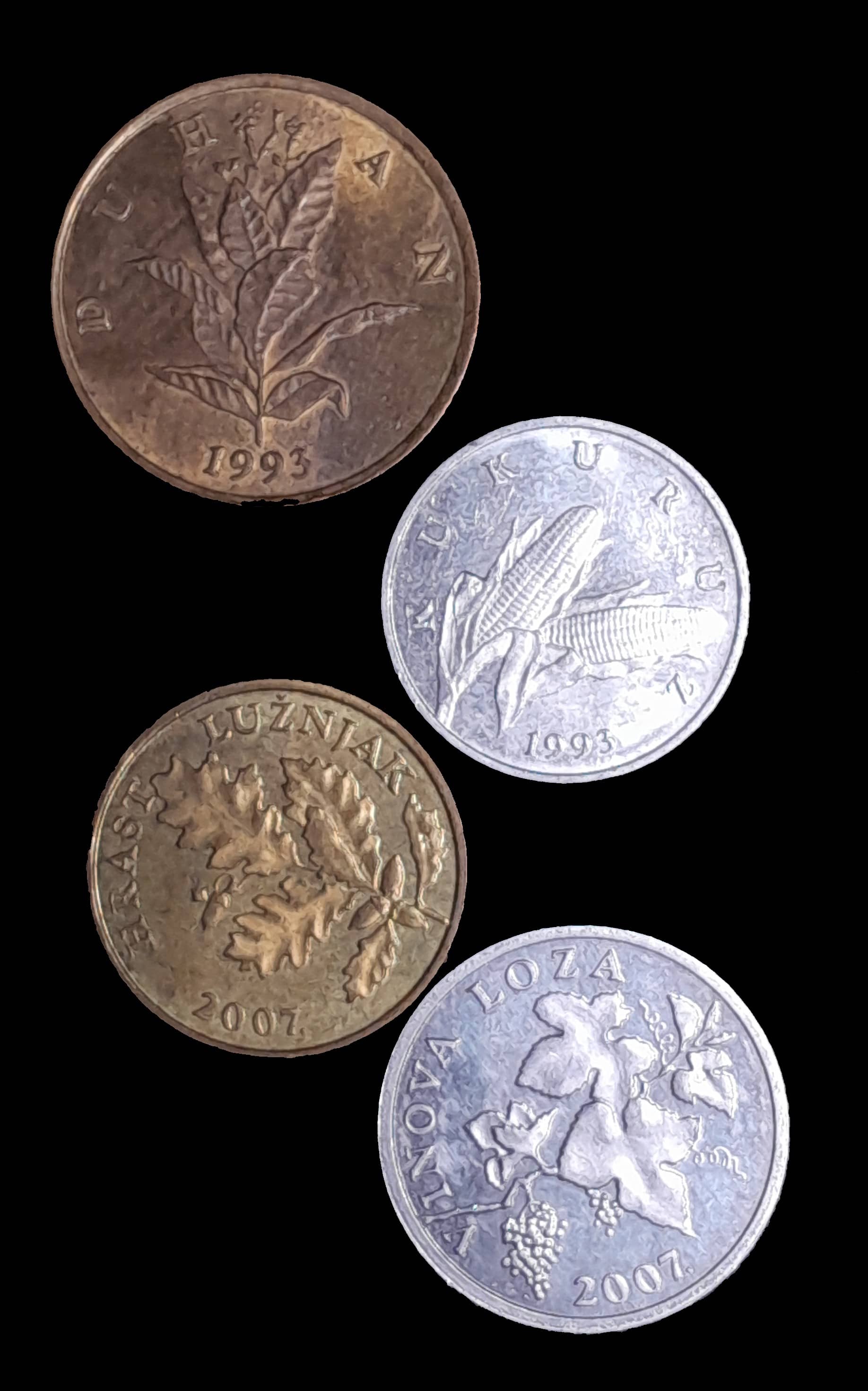 Croacia 1, 2, 5 y 10 Lipa 1993/2007 SC KM 3, 4, 5 y 6
