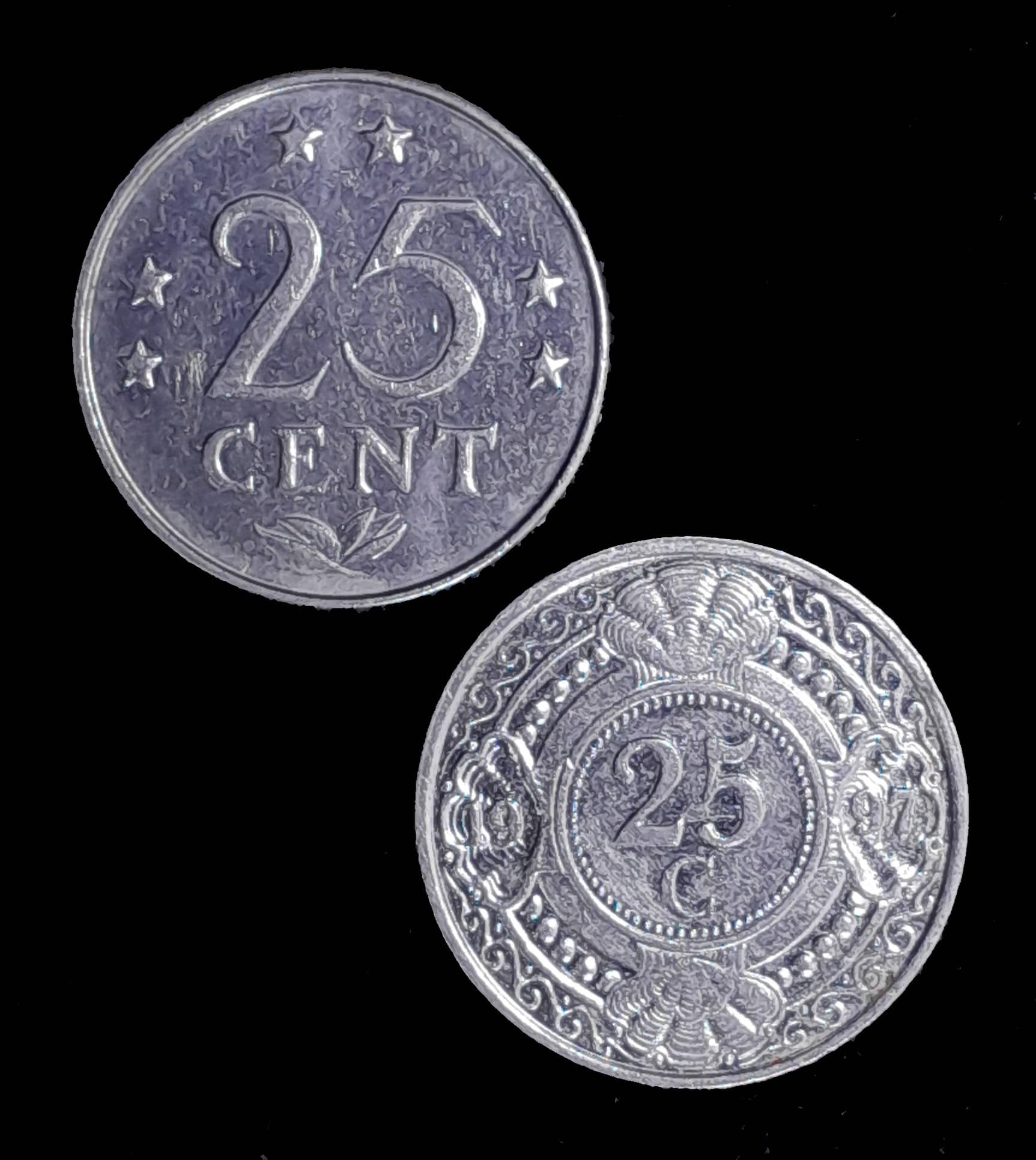 Antillas Holandesas 25 Cents 1971 y 1997 Exc KM 11 y 35