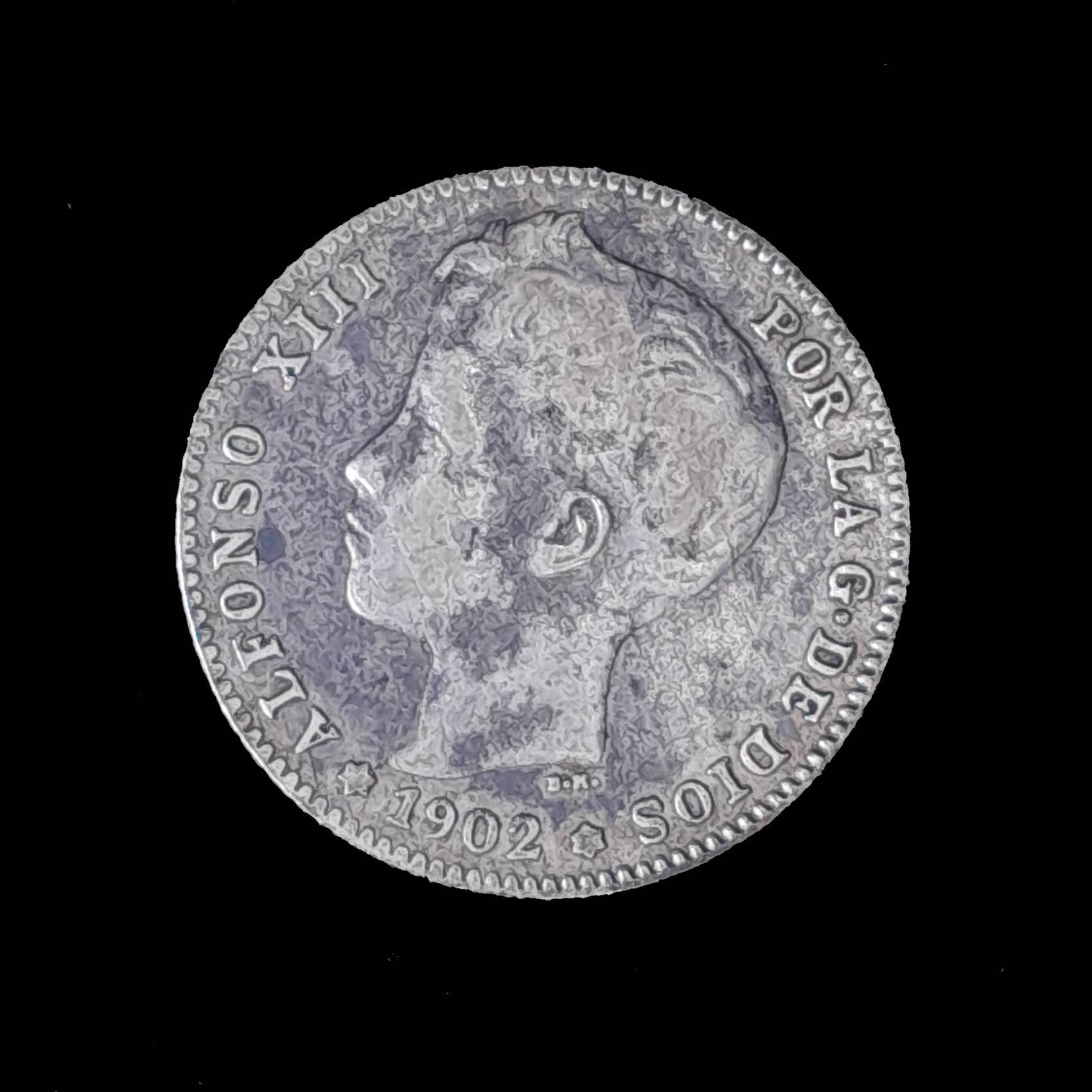 España 1 Peseta 1902 Muy Bueno Plata KM 706 Alfonso XIII
