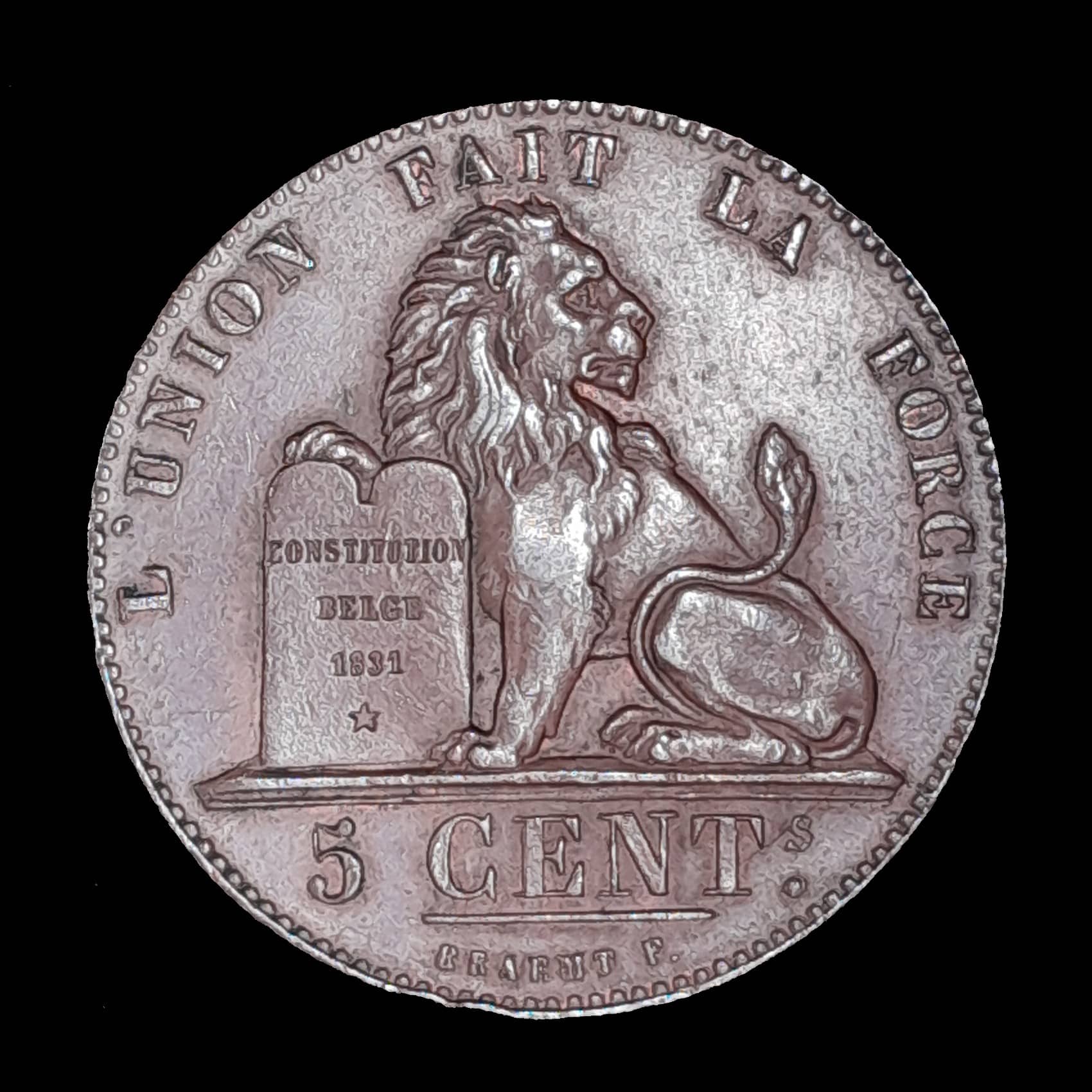 Bélgica 5 Centimes 1852 Excelente KM 5.1