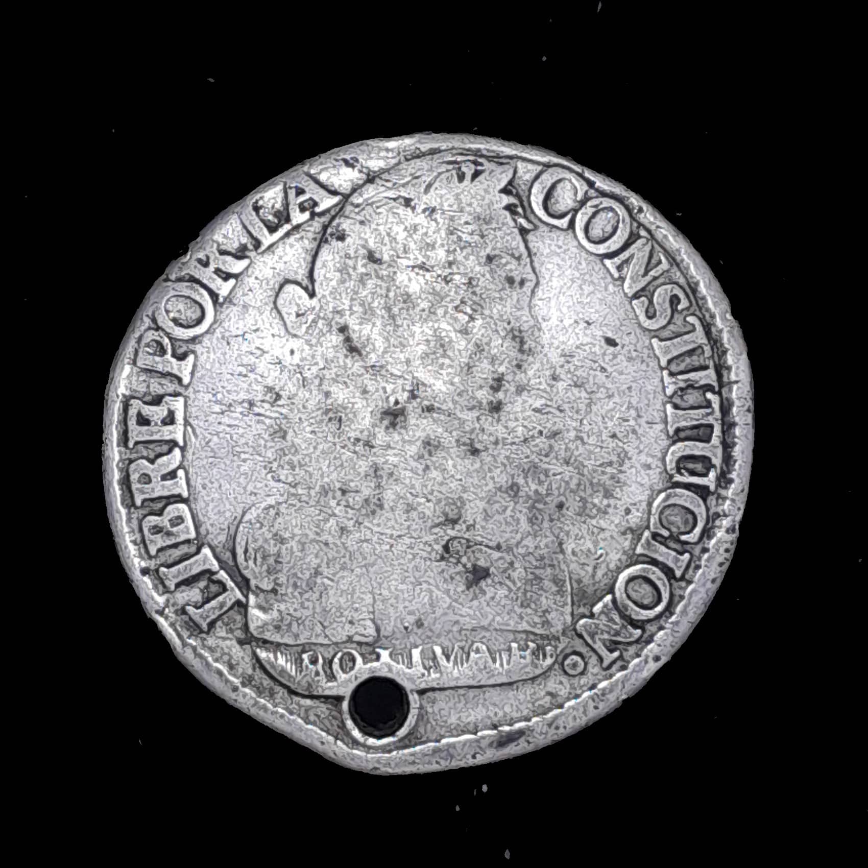 Bolivia 2 Soles 1830 JL Bueno KM 95a Plata Perf.