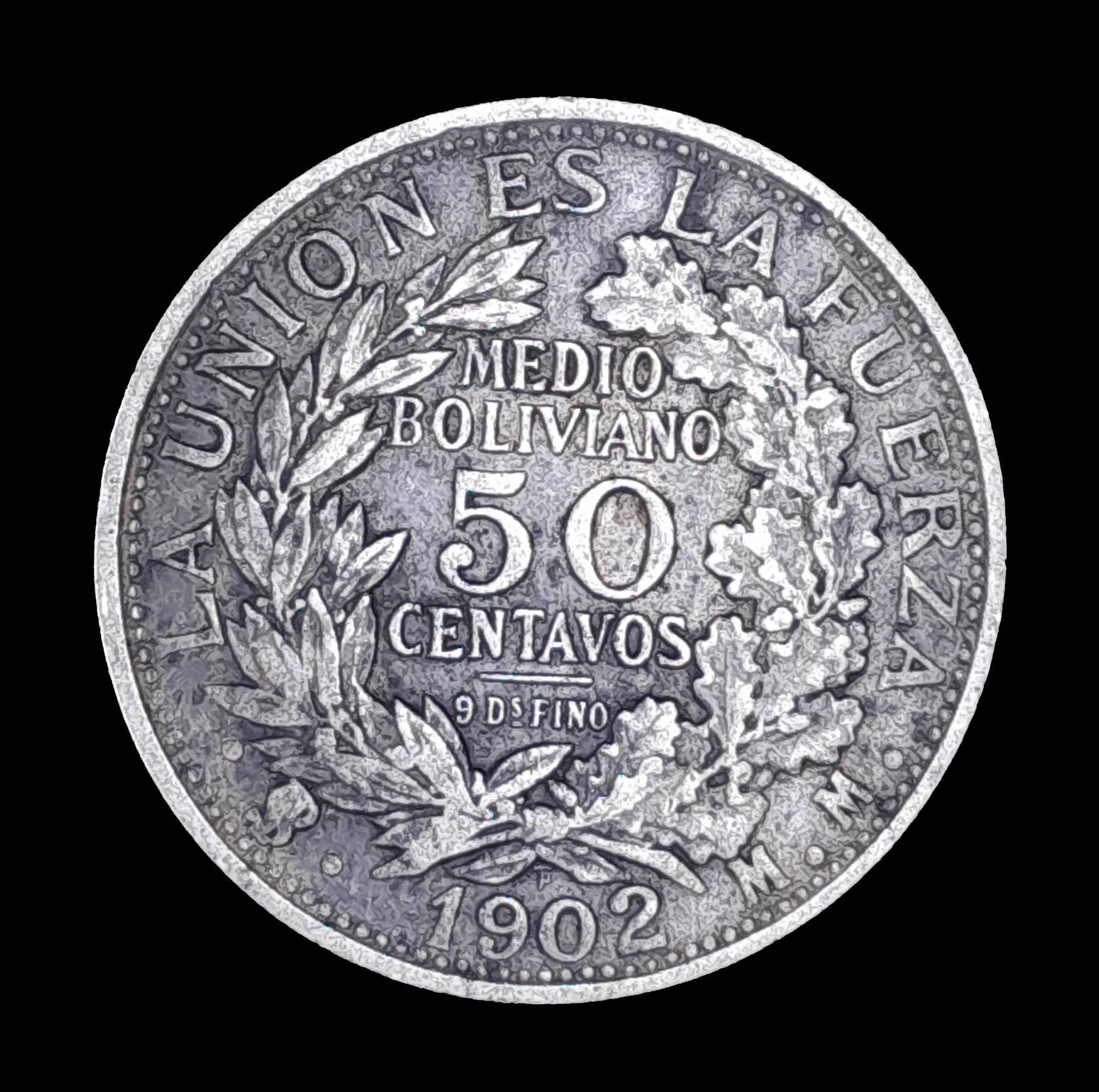 Bolivia 50 Centavos 1902 Muy Bueno Plata KM 175