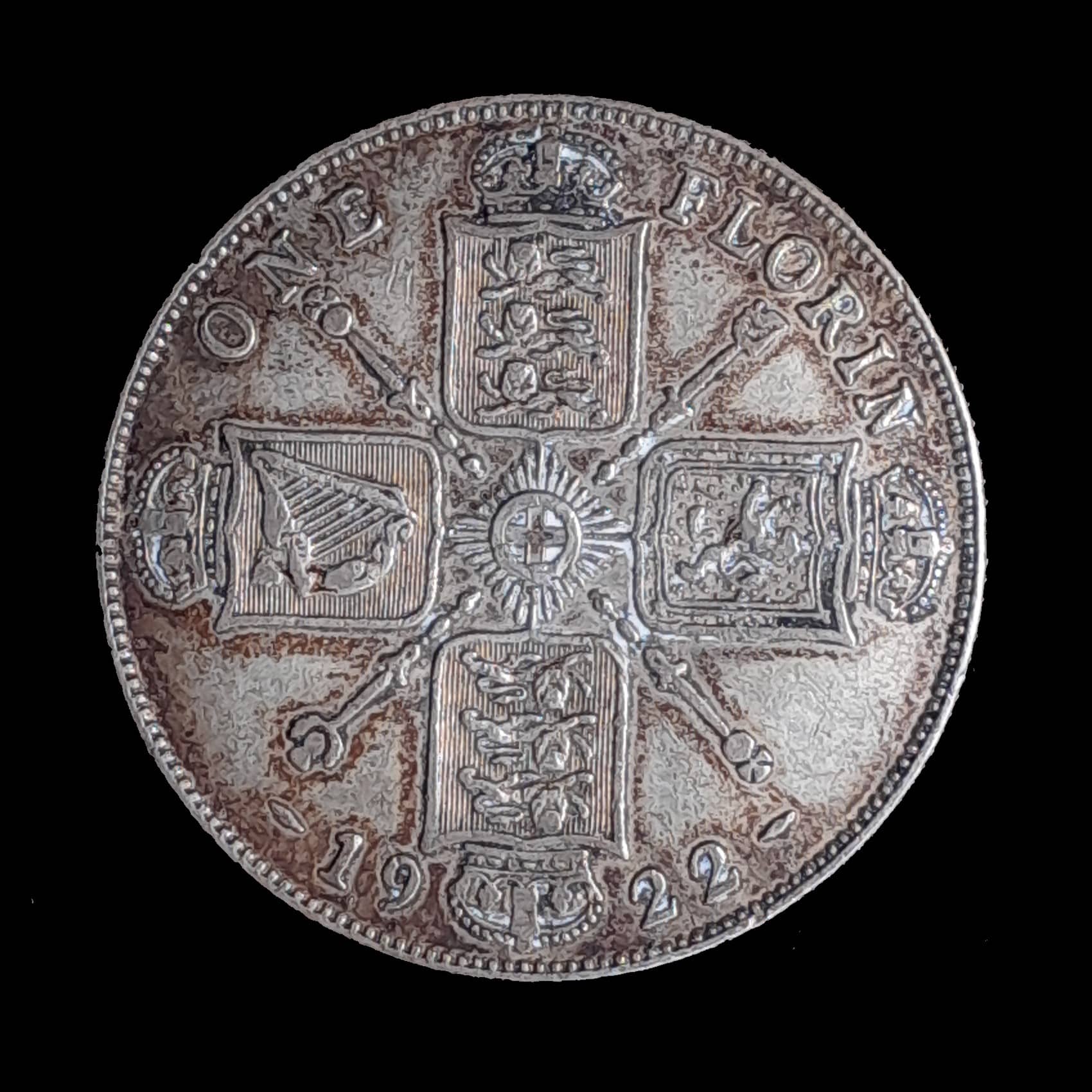 Gran Bretaña 1 Florín 1922 MB KM 817a Plata Jorge V