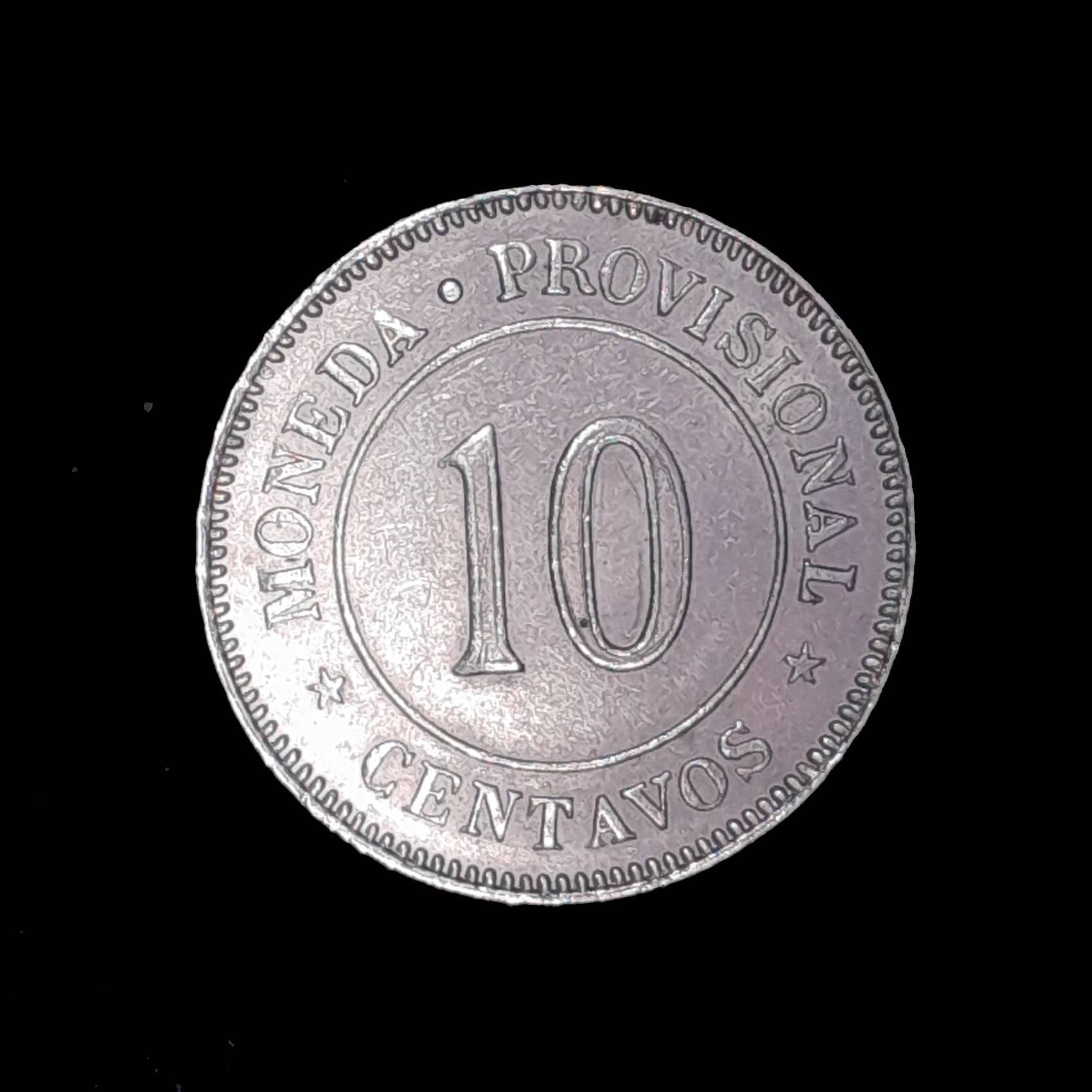 Perú 10 Centavos 1879 Excelente KM 198 Emis. Provisoria