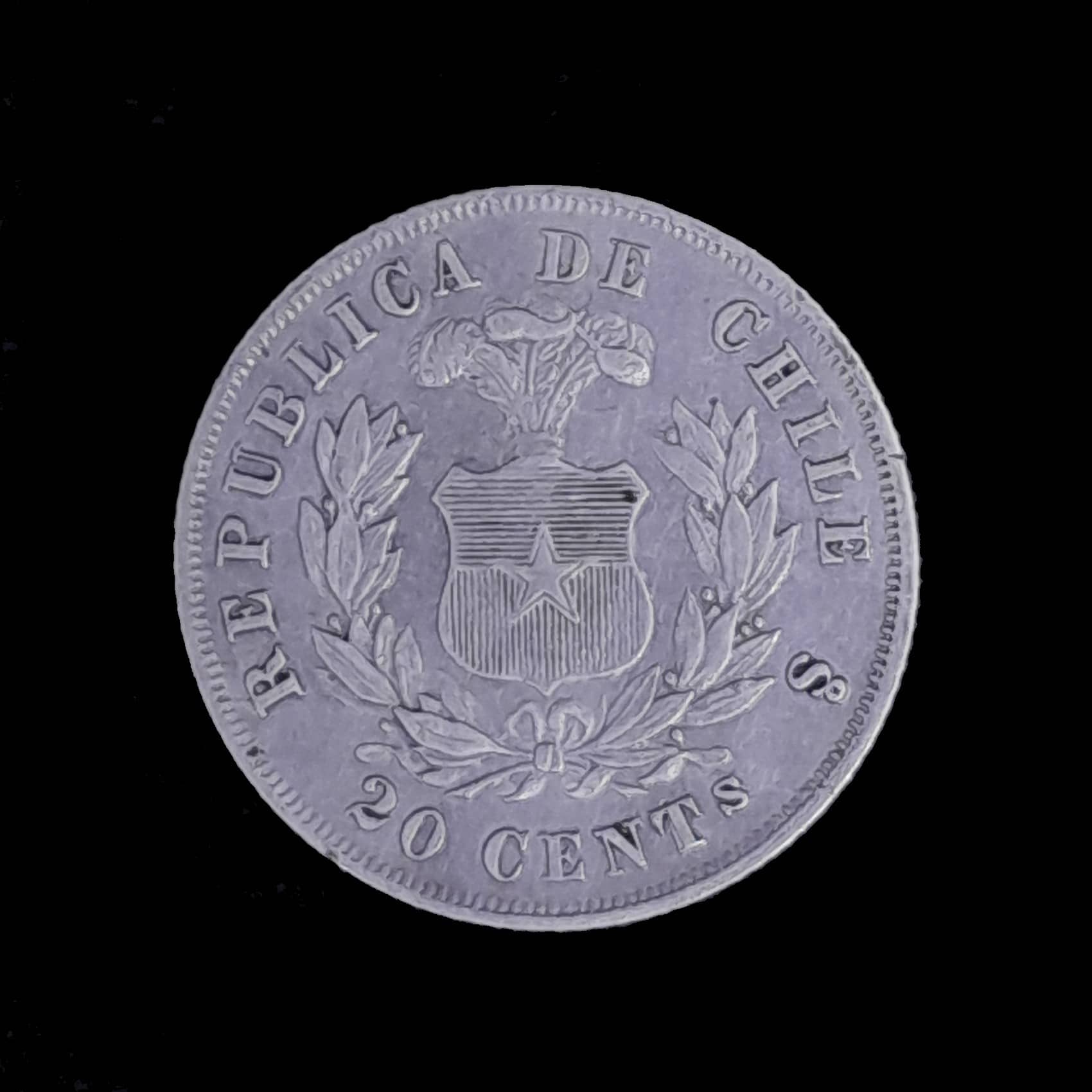 Chile 20 Centavos 1878 MB Plata KM 138.1