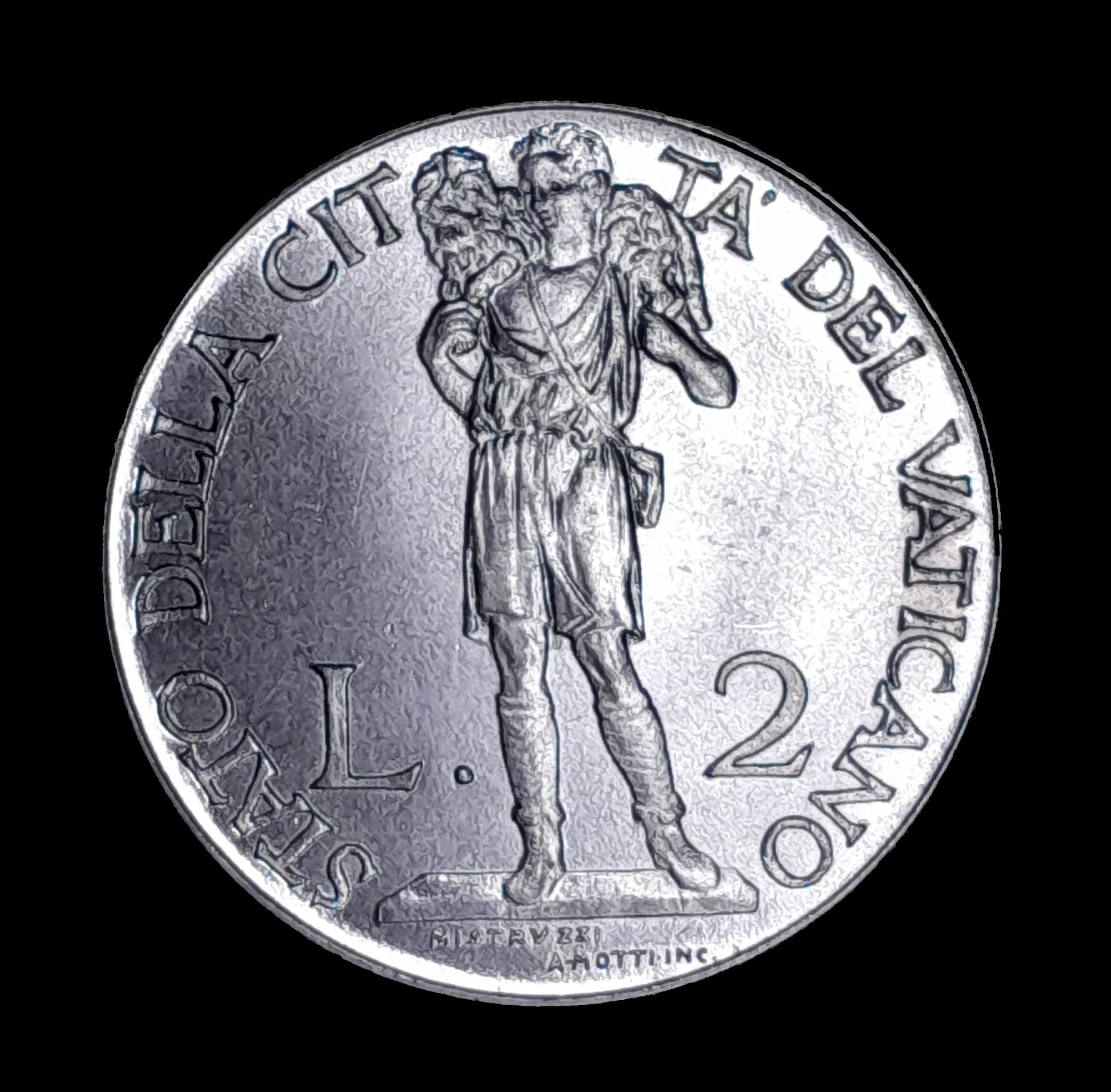 Vaticano 2 Liras 1940 Sin Circular KM 27a El Buen Pastor