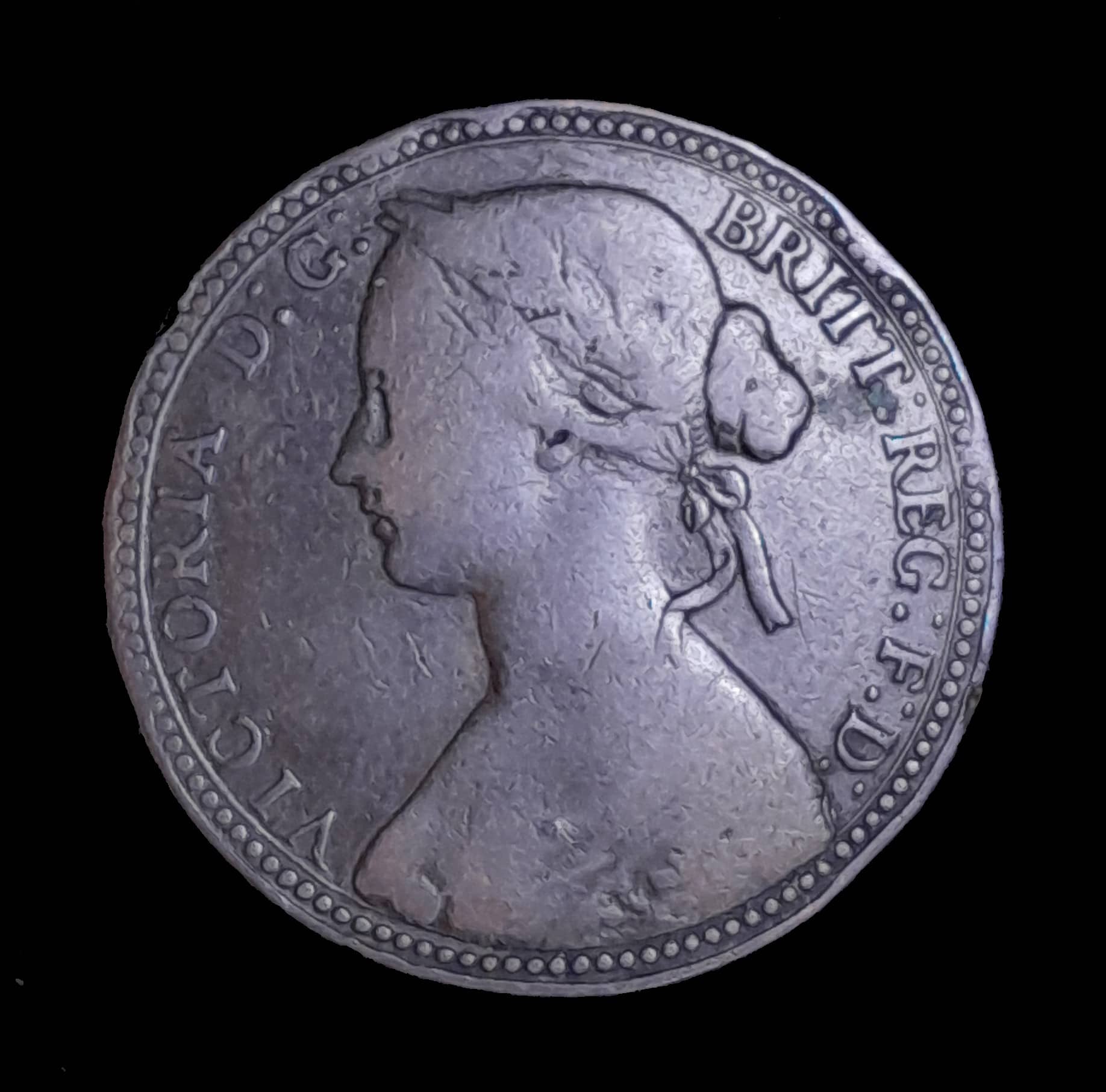 Gran Bretaña 1 Penny 1860 Bueno KM 749.1 Borde de Cuentas