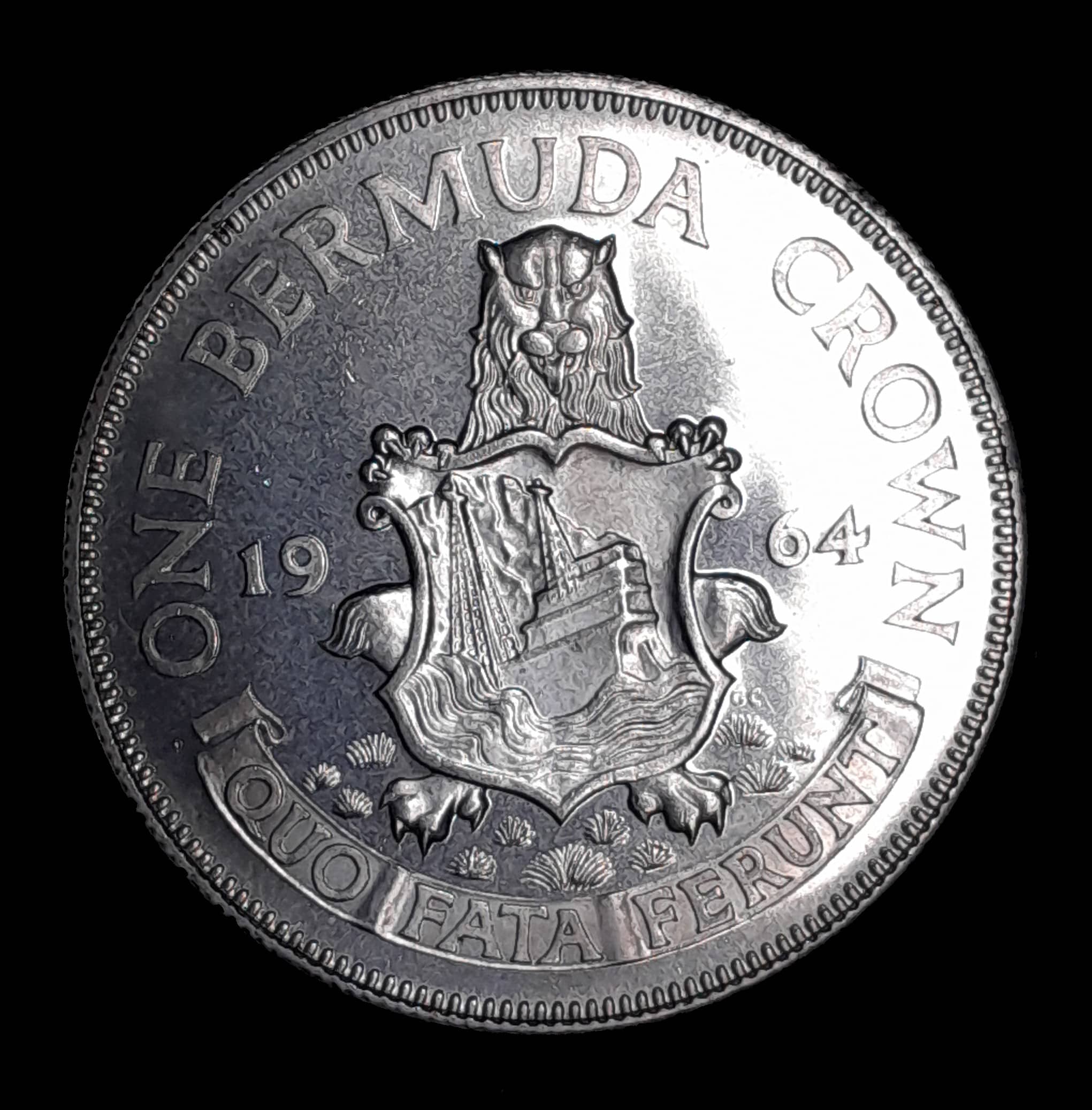 Bermuda 1 Corona 1964 Sin Circular Plata KM 14 Elizabeth II