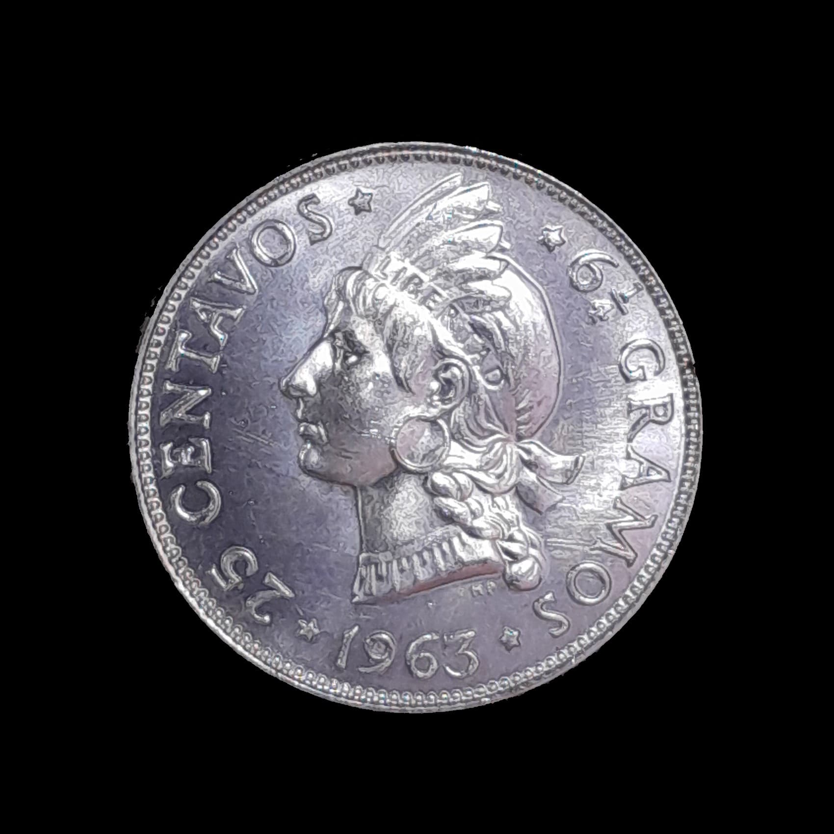 República Dominicana 25 Centavos 1963 SC Plata KM 28