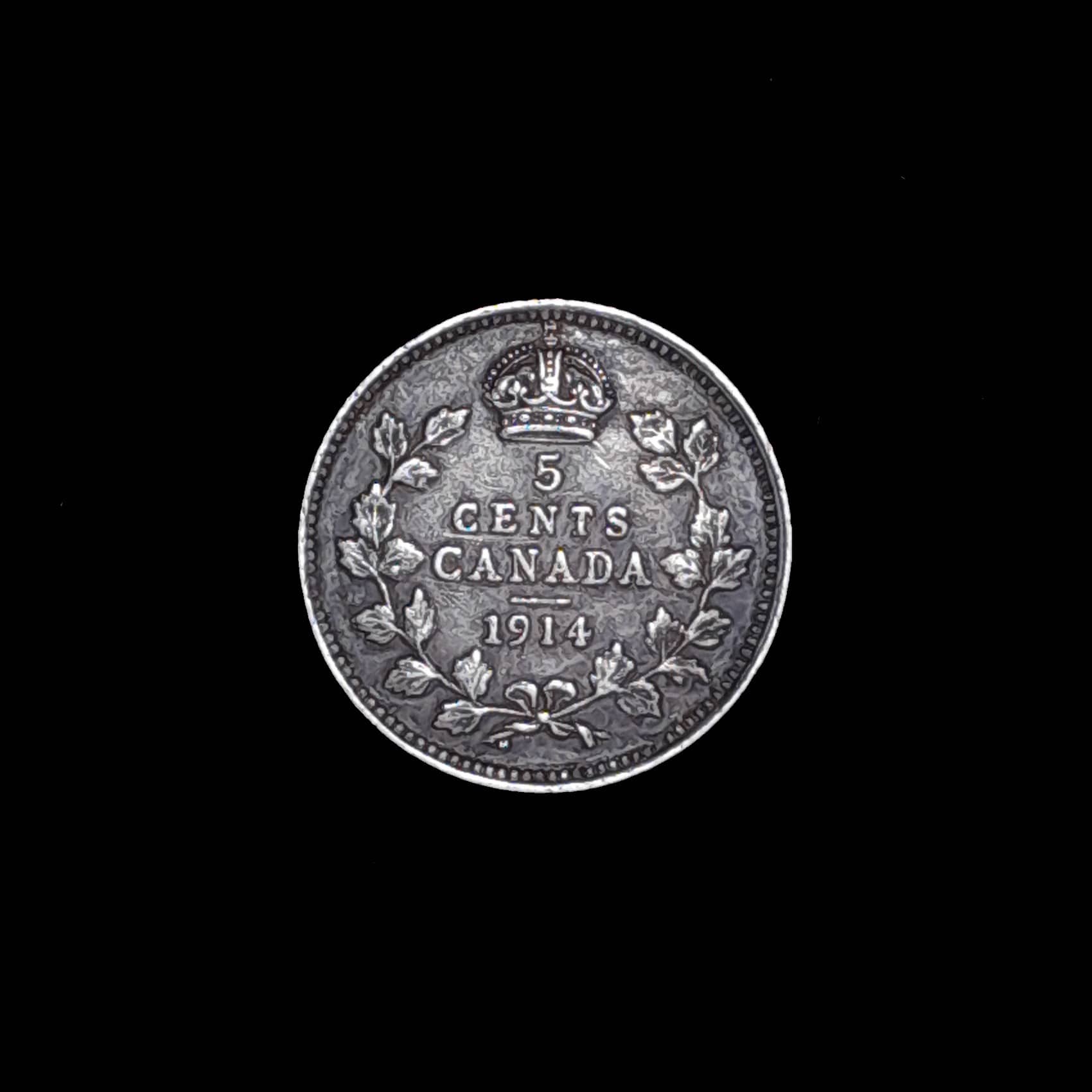 Canadá 5 Cents 1914 Exc Plata KM 22 Jorge V