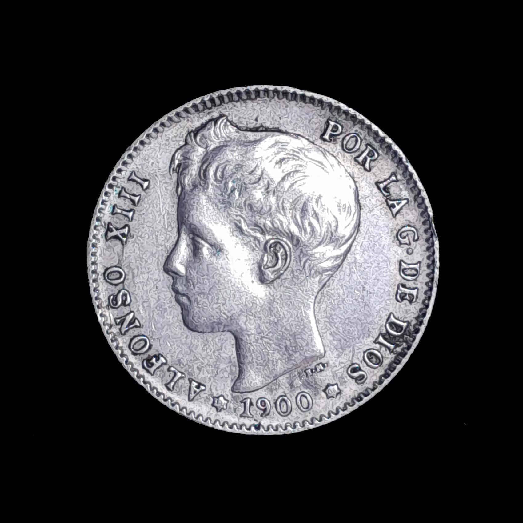 España 1 Peseta 1900 Exc Plata KM 706