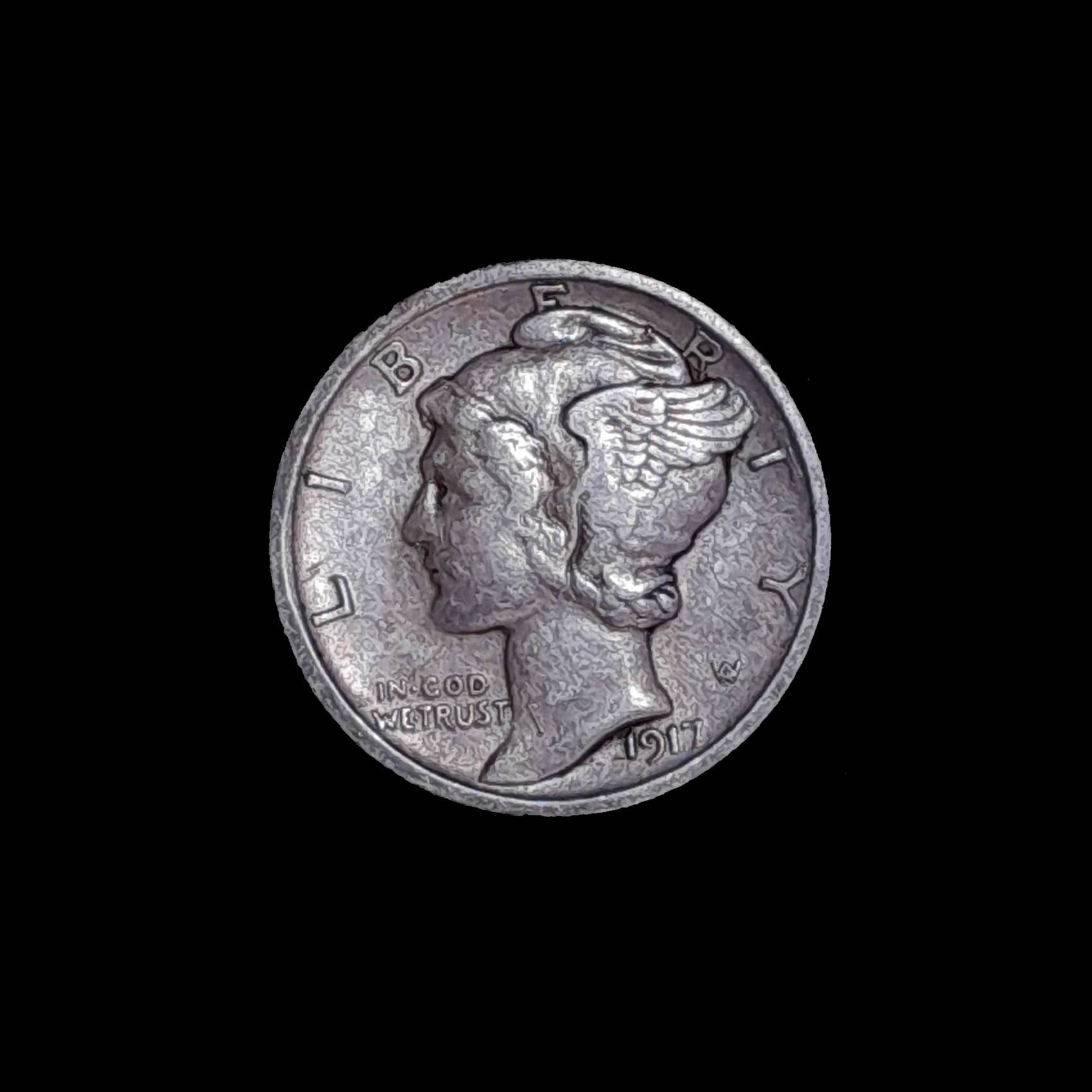 Estados Unidos 10 Cents 1917 MB Plata KM 140