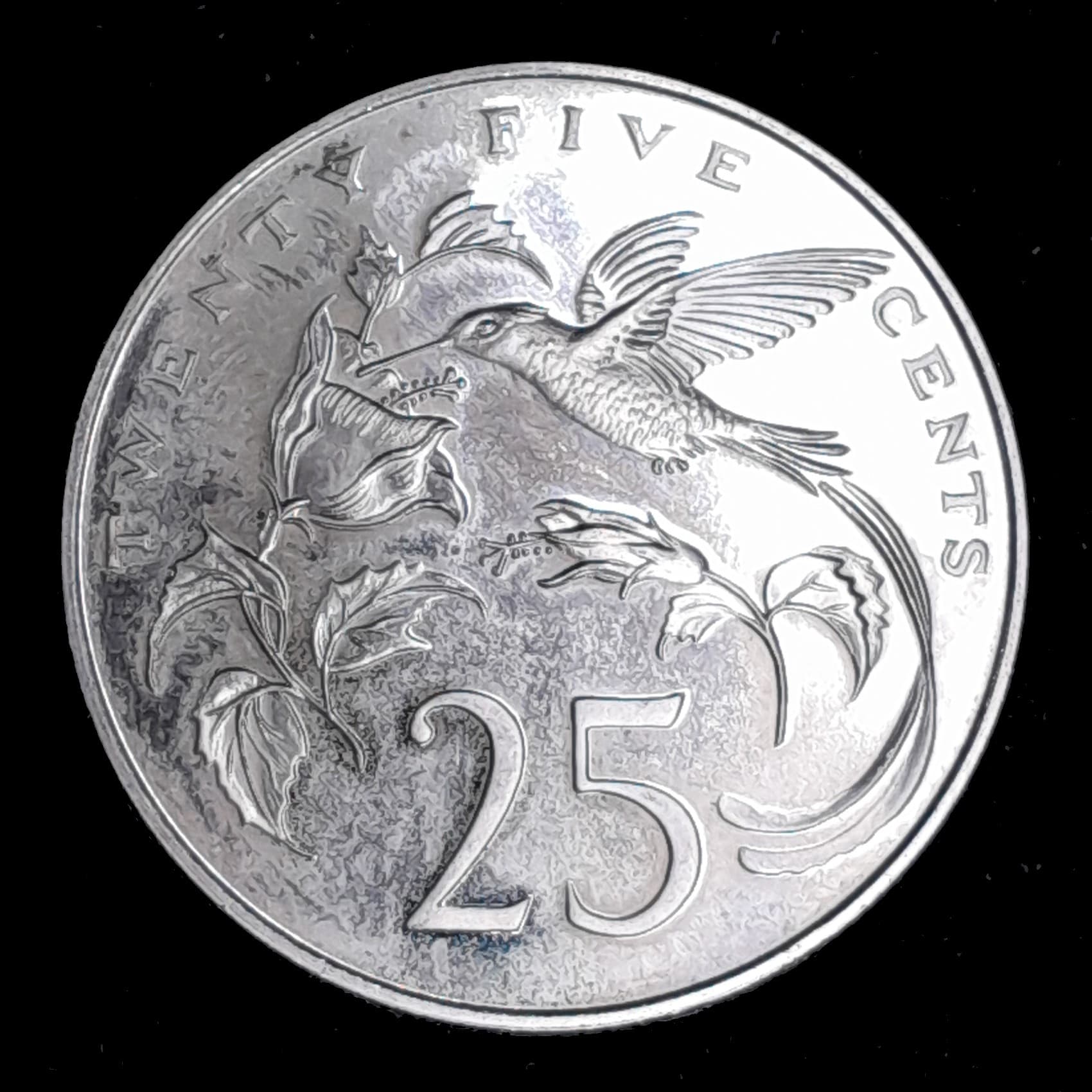 Jamaica 25 Cents 1971 SC Proof KM 56 Colibrí