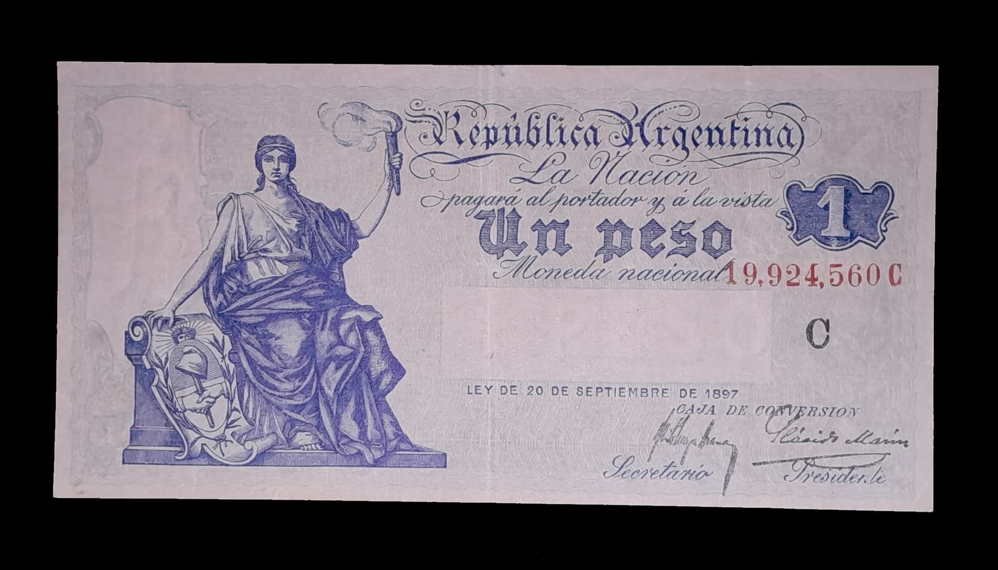 Argentina 1 Peso Caja de Conv. 1922 Serie C MB Col. 352d