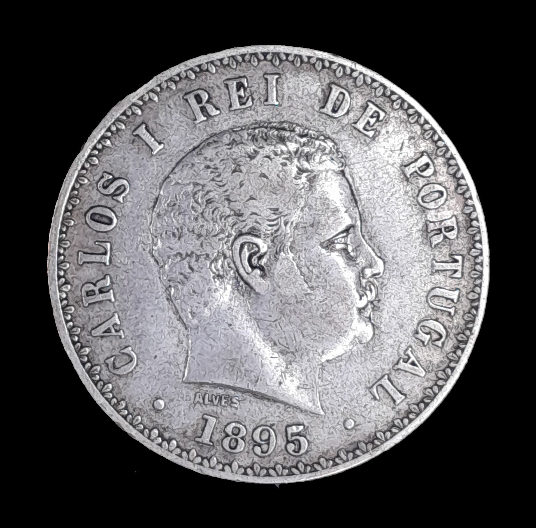 Portugal 500 Reis 1895 Muy Bueno Plata KM 535 Carlos I Escas